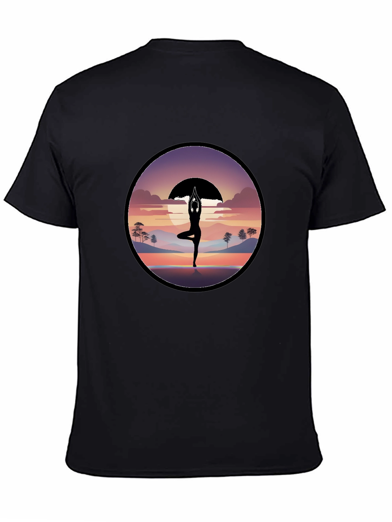 Yoga Silhouette Sunset Graphic T-Shirt