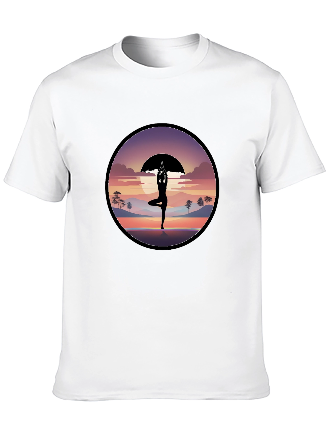 Yoga Silhouette Sunset Graphic T-Shirt
