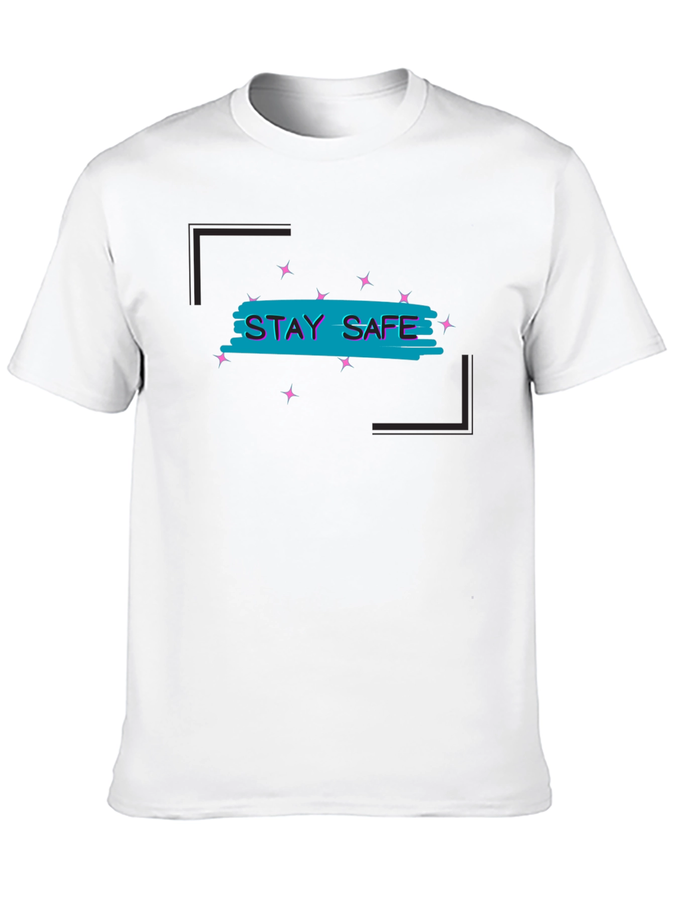 Stay Safe Graphic Tee - Black Cotton Blend