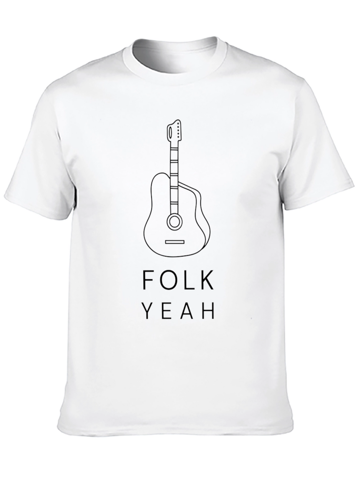 Folk Yeah Guitar Graphic Tee - Black Cotton T-Shirt
