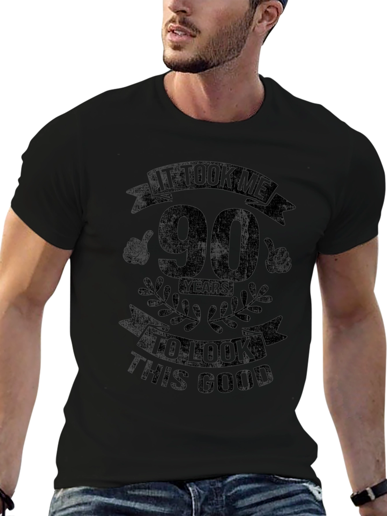 90 Years to Look This Good Black T-Shirt