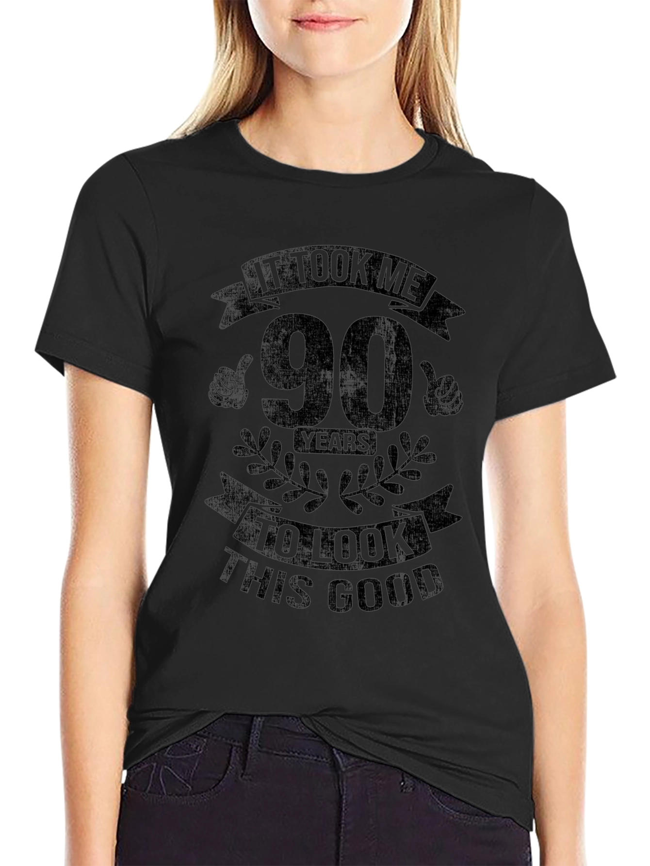 90 Years to Look This Good Black T-Shirt