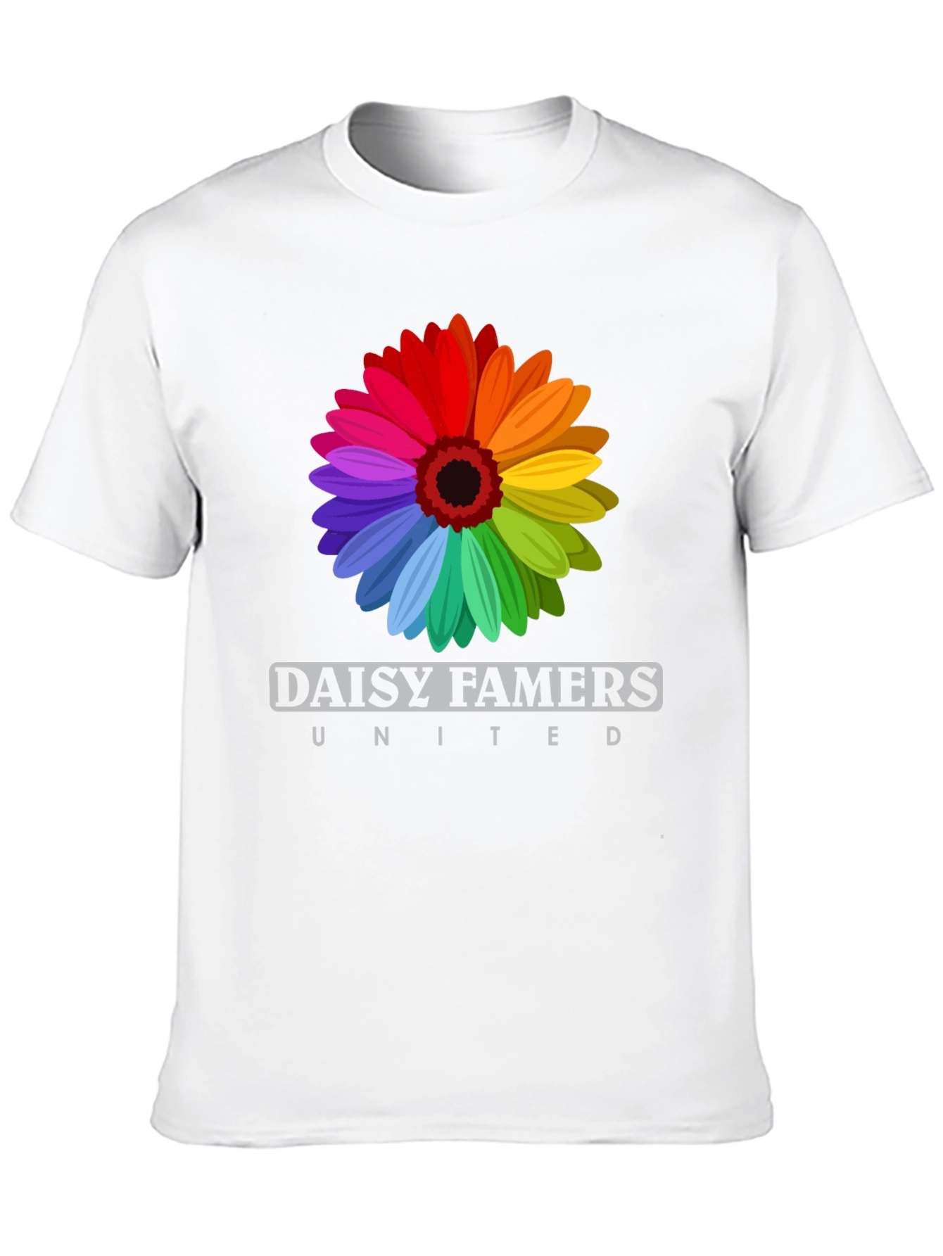Daisy Famers United Black T-Shirt - Rainbow Flower