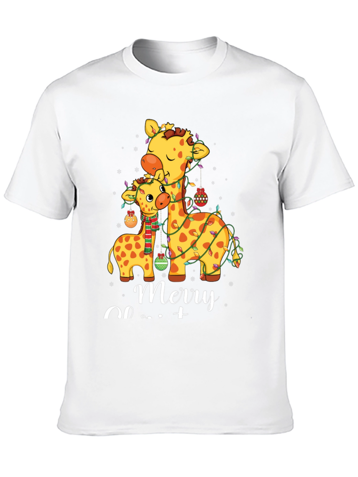 Festive Giraffe Merry Christmas T-Shirt