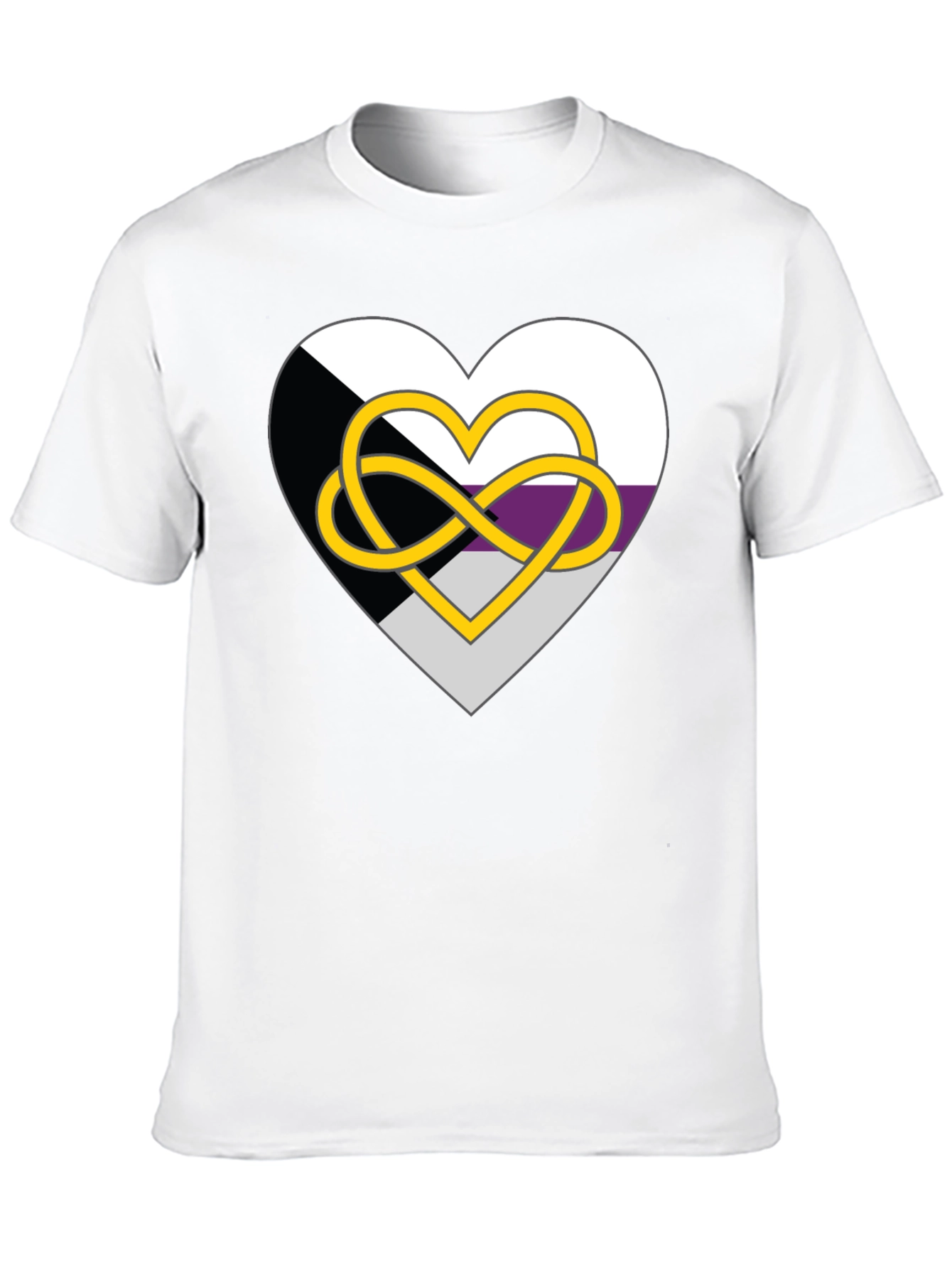 Demisexual Pride Heart Infinity Symbol Black T-Shirt