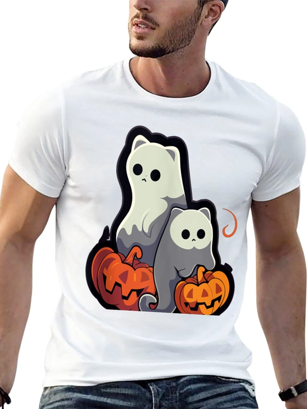 Halloween Ghost Cats & Pumpkins T-Shirt