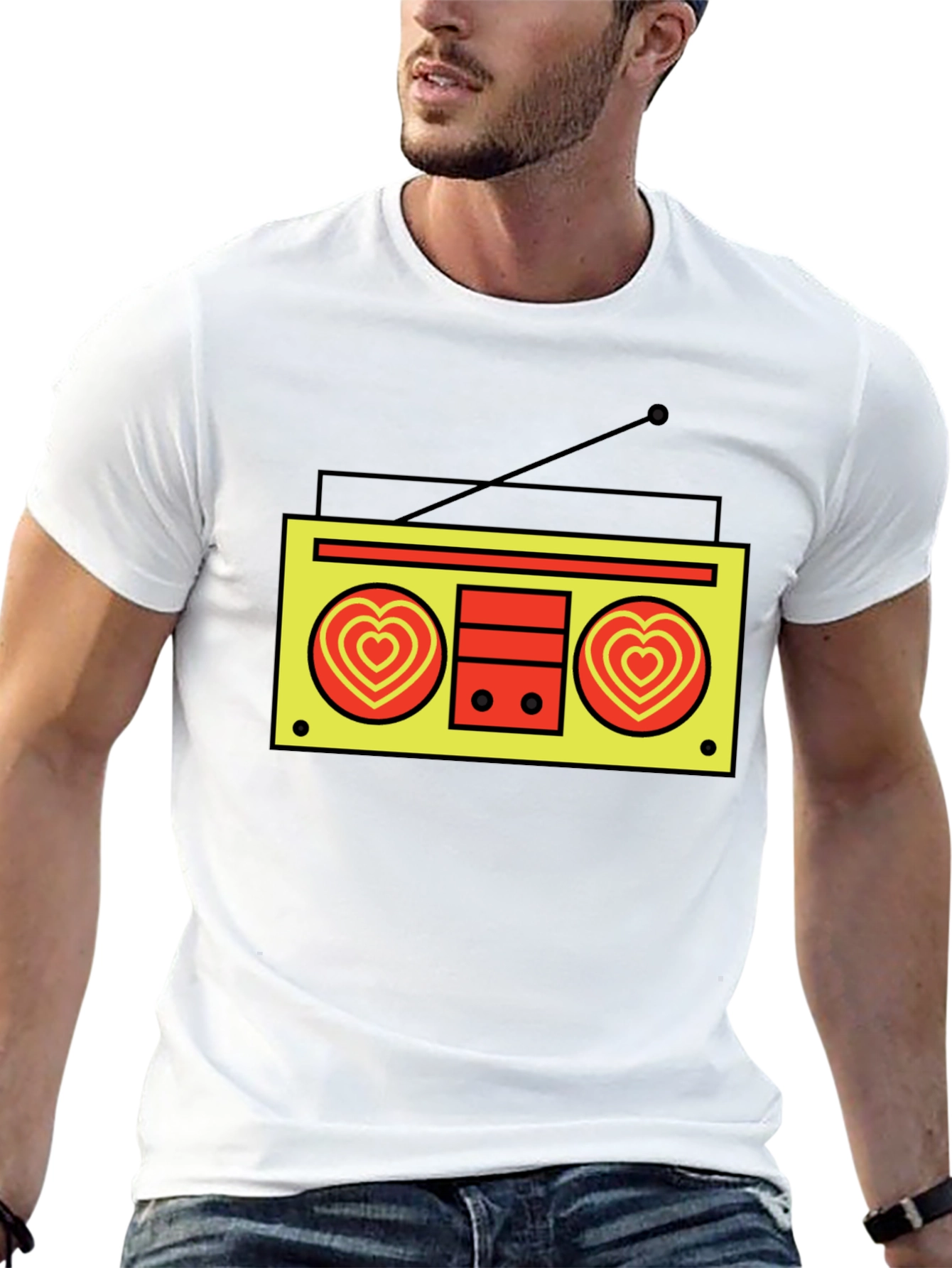 Retro Radio Heart T-Shirt - Black