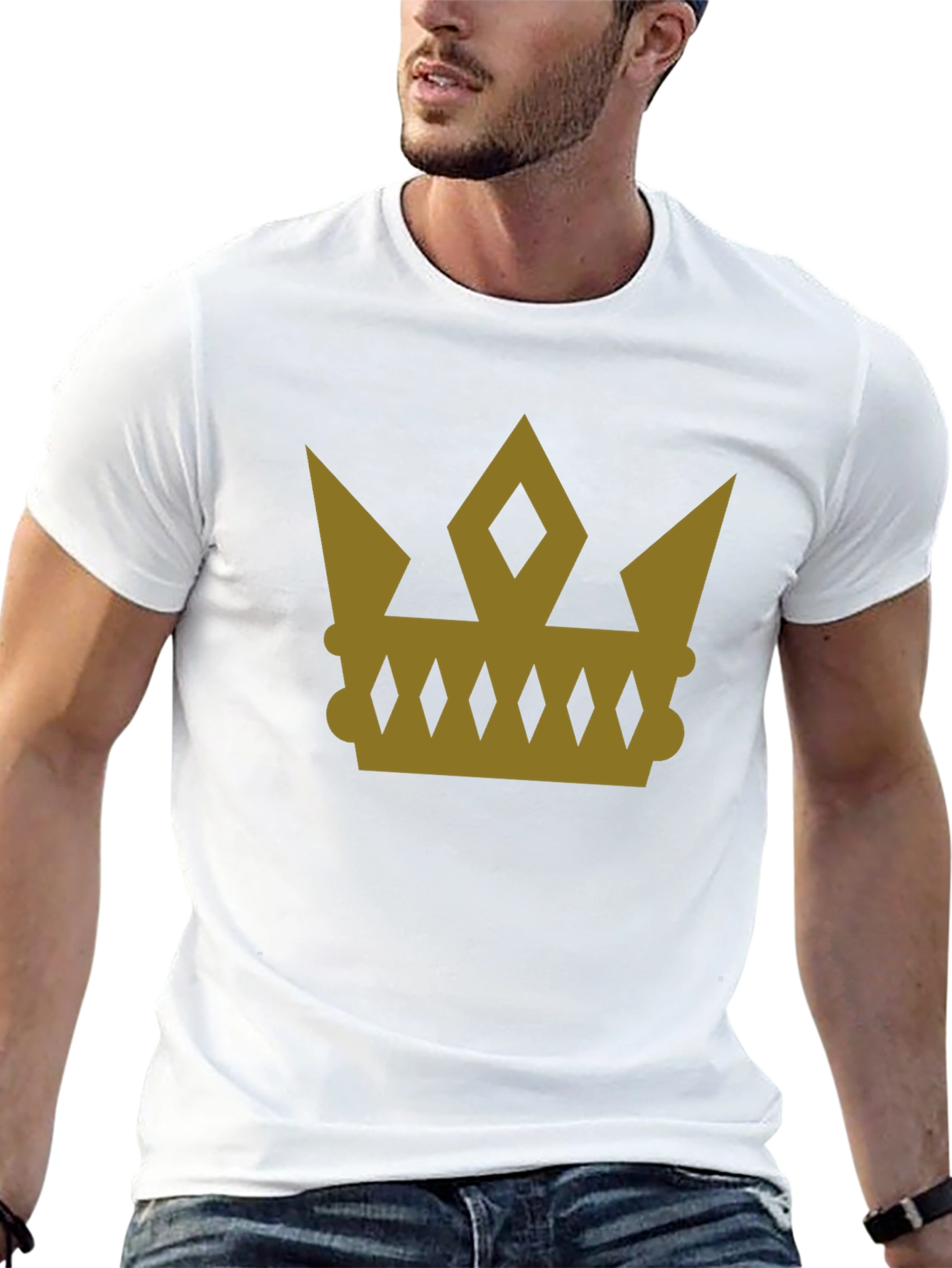 Gold Crown Graphic Tee - Stylish Royal Design
