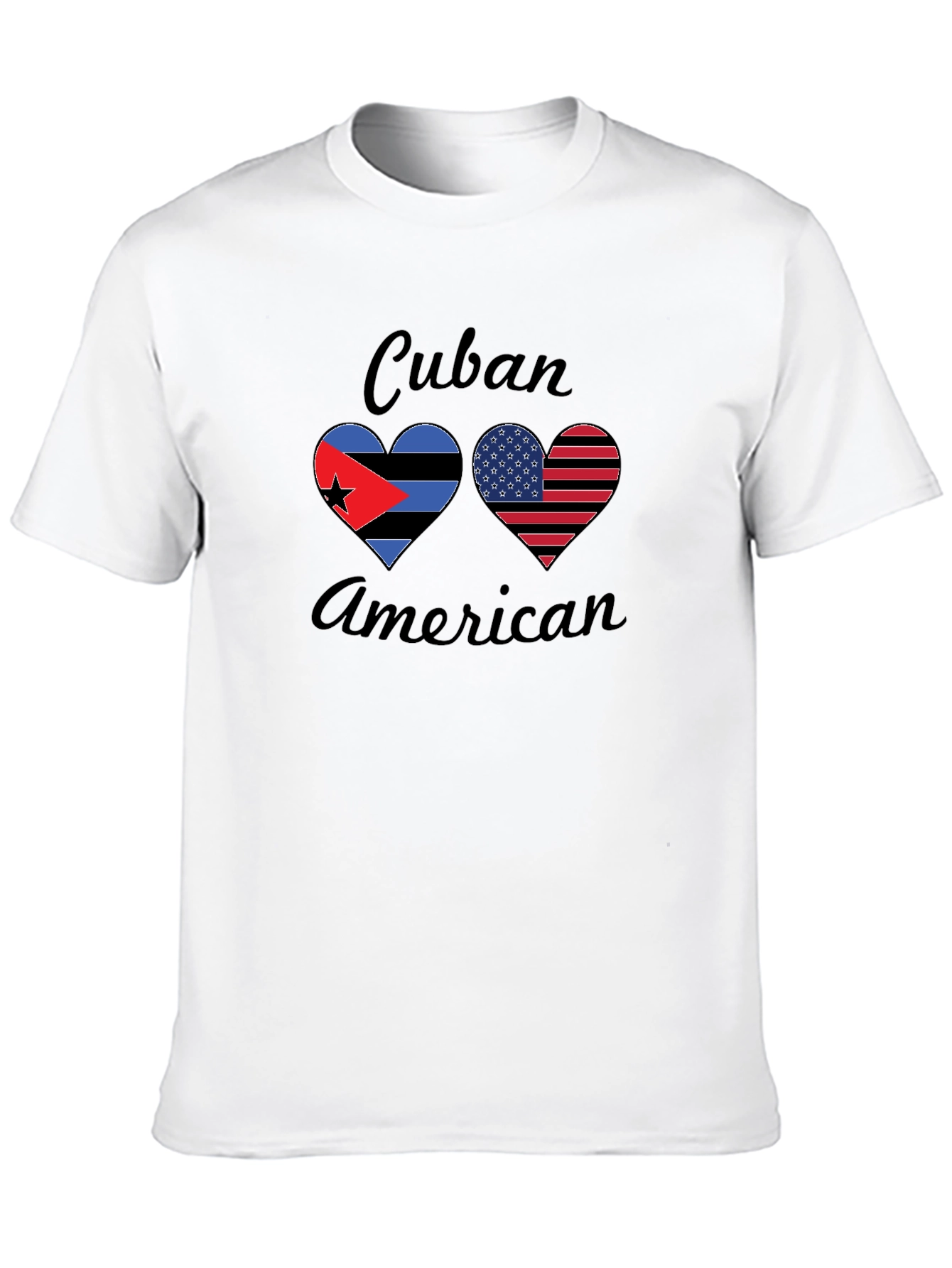 Cuban American Pride T-Shirt Dual Flag Heart Design