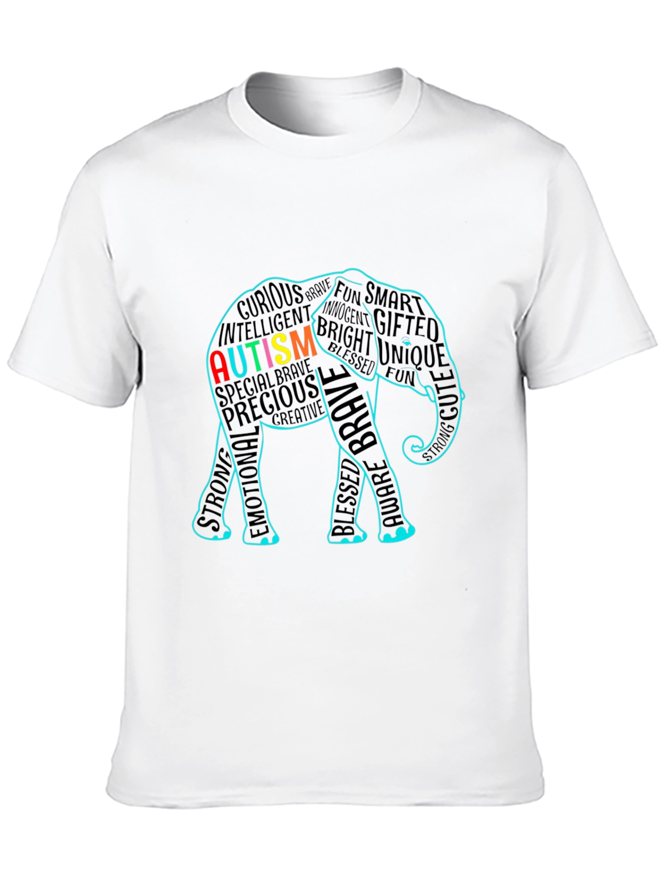 Autism Awareness Elephant Word Art T-Shirt