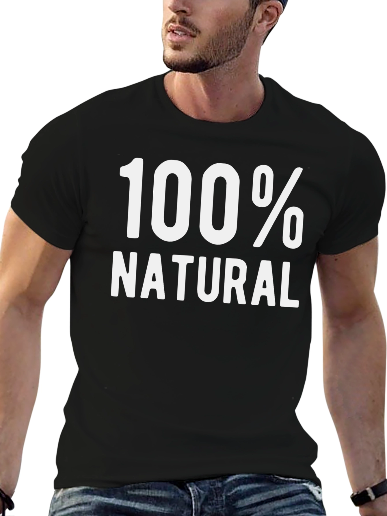 100% Natural Graphic T-Shirt - Black