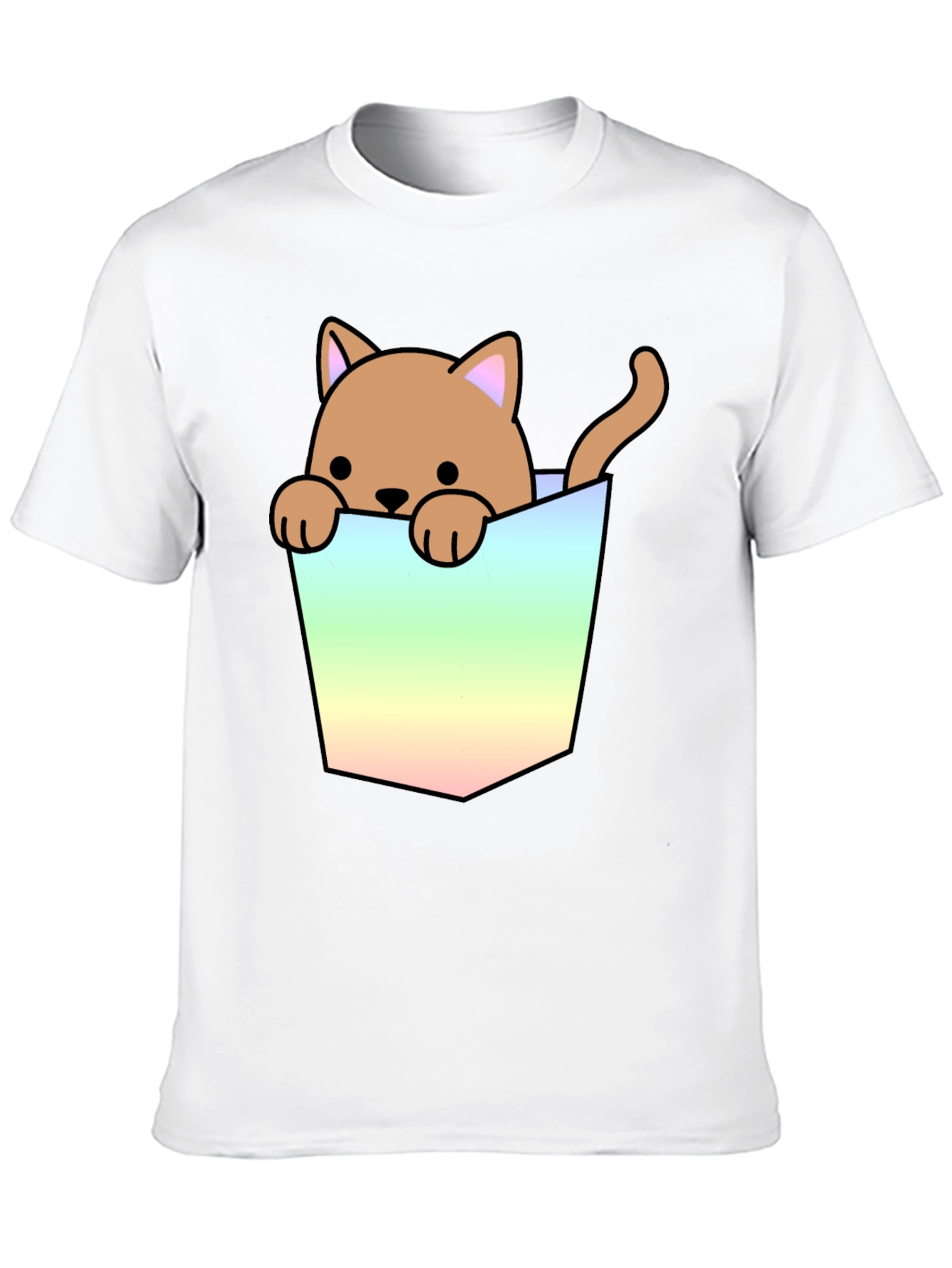 Cute Cat in Pocket Graphic T-Shirt