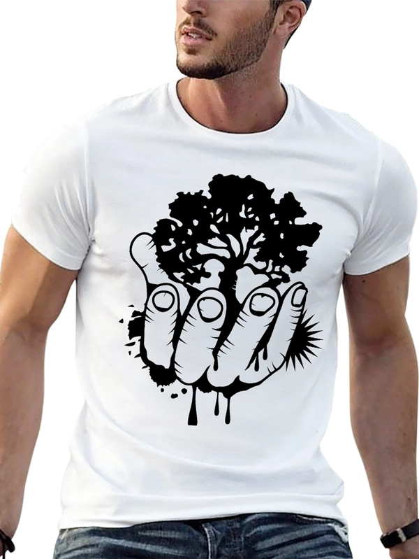 Hand Holding Tree Graphic T-Shirt