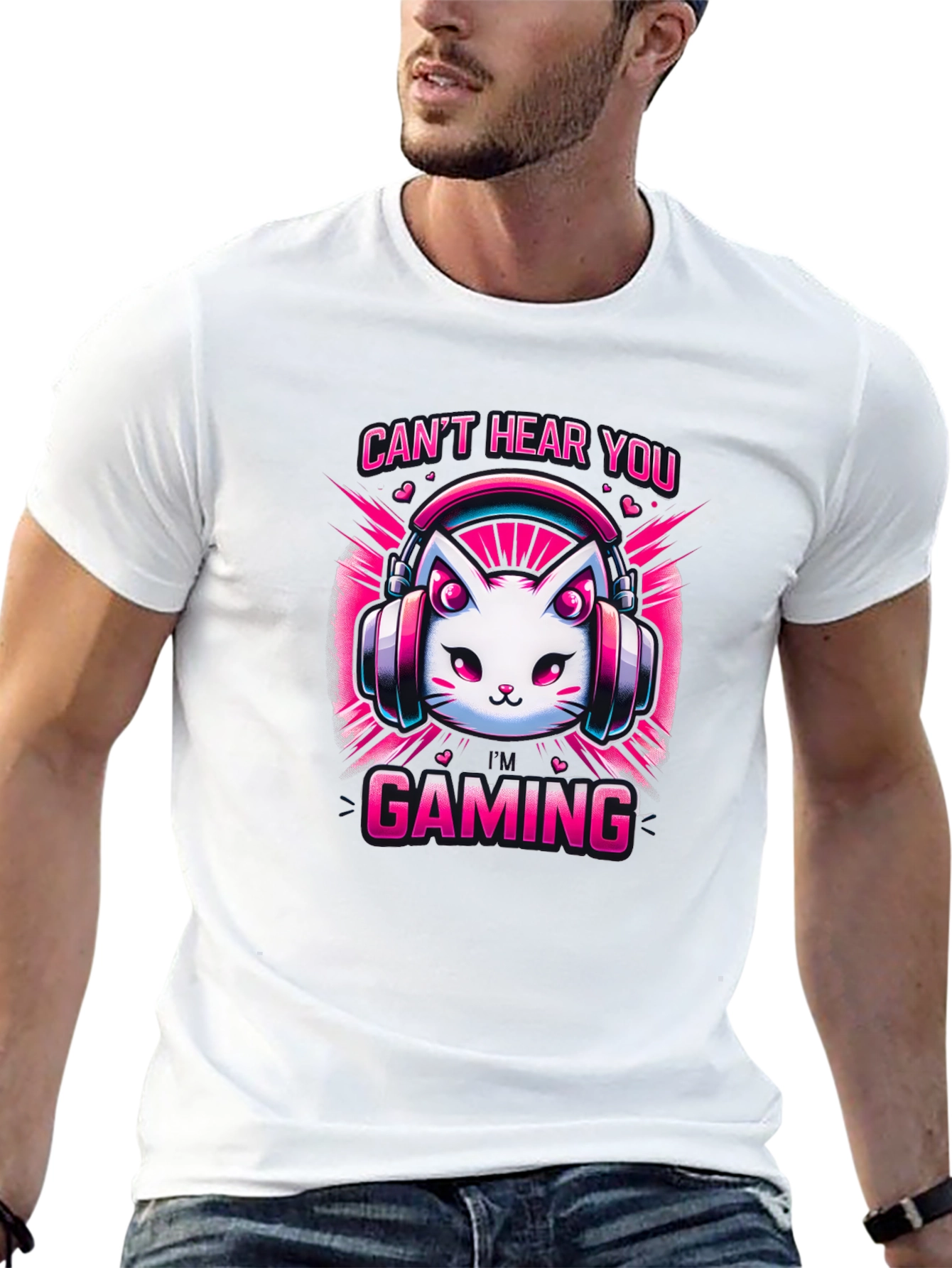 Gaming Cat T-Shirt - Cant Hear You