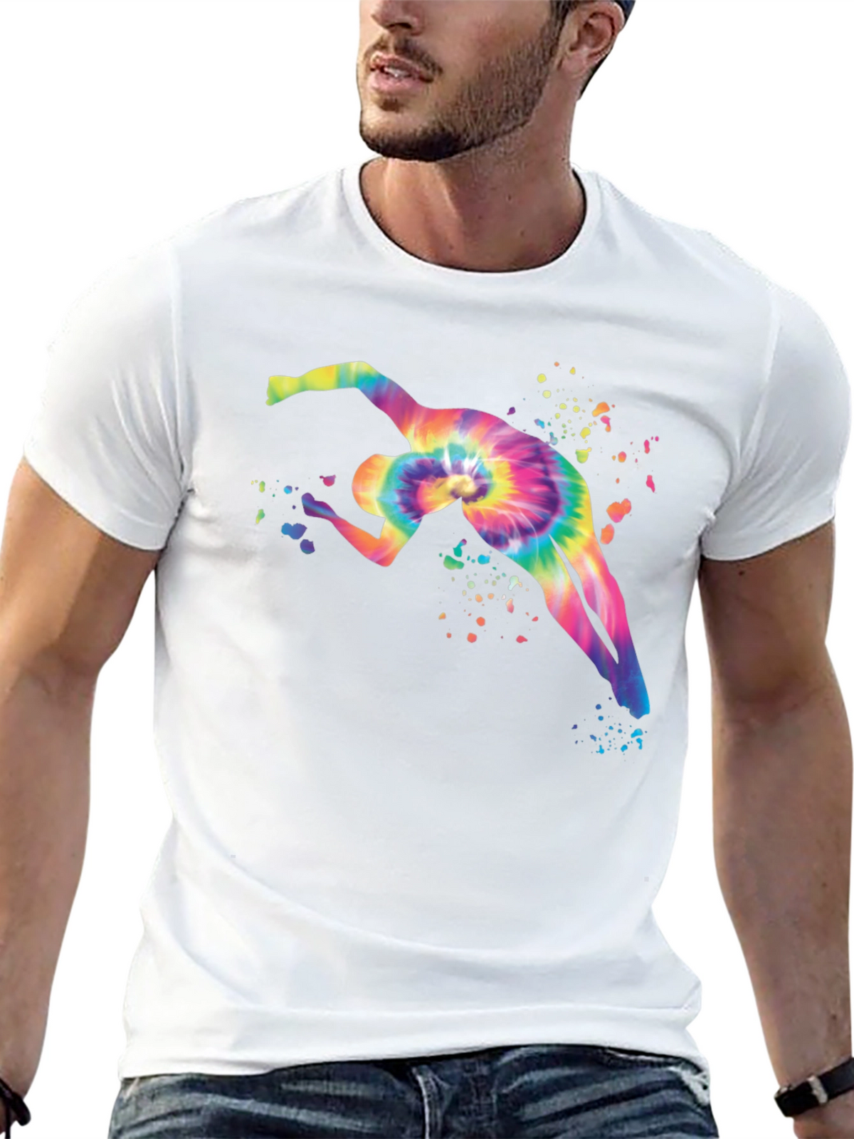 Tie-Dye Gymnast Graphic Black T-Shirt