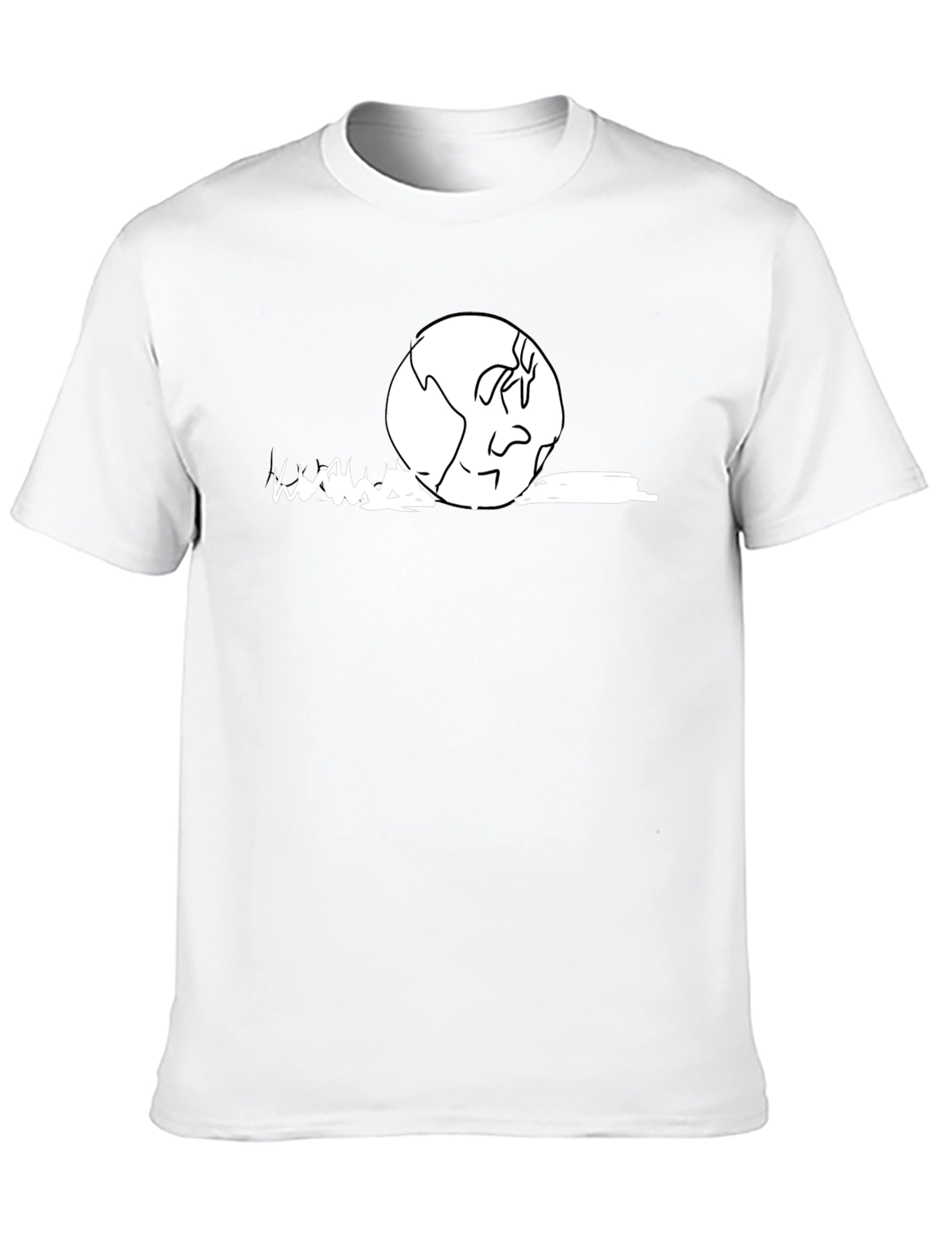 Earth Cartoon Graphic T-Shirt - Black Cotton Casual Wear