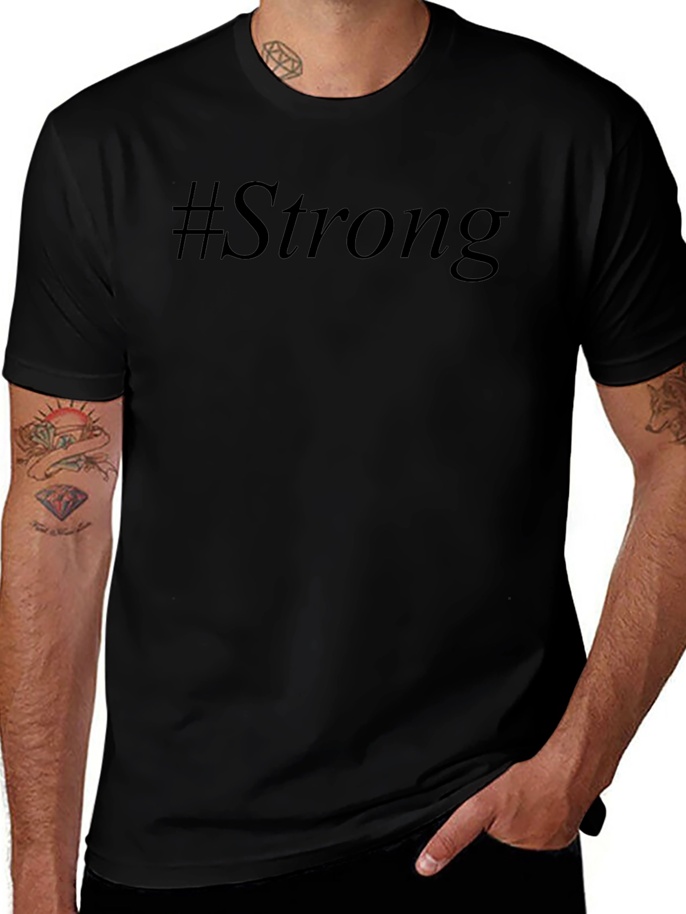 #Strong Black Graphic T-Shirt