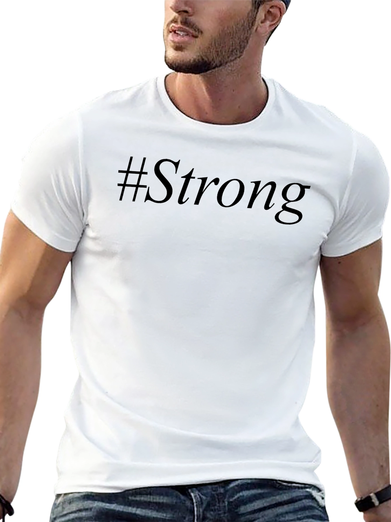 #Strong Black Graphic T-Shirt