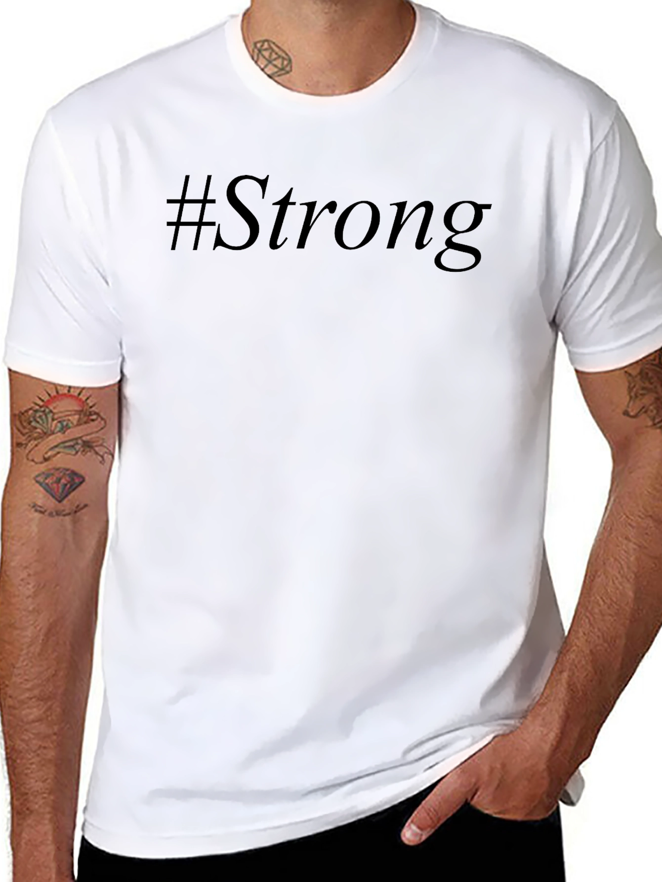 #Strong Black Graphic T-Shirt