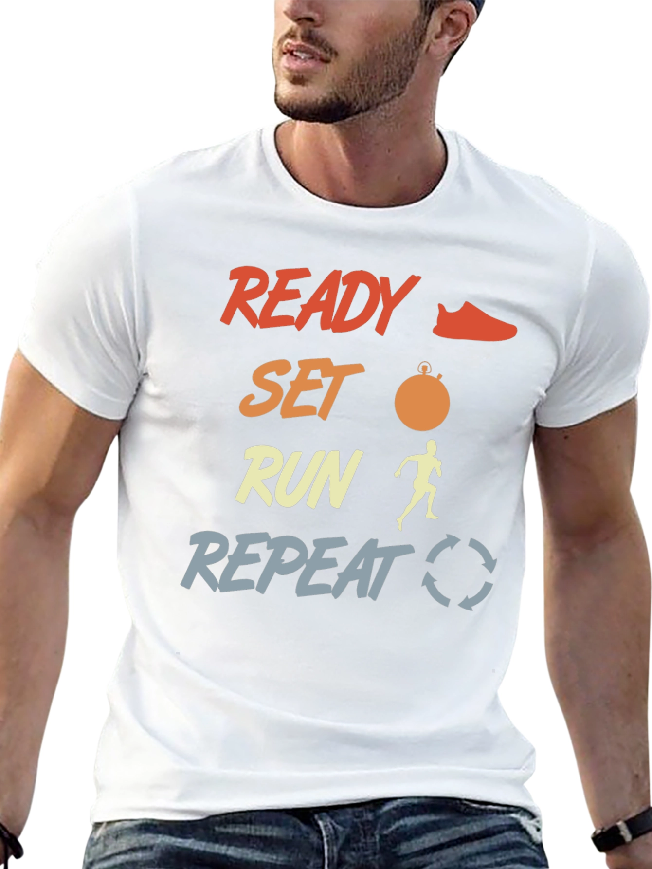 Ready Set Run Mens Graphic Tee