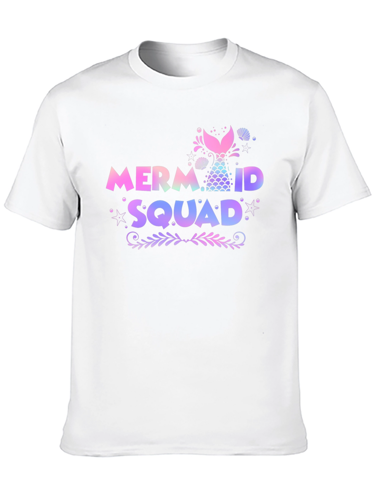 Mermaid Squad Tee - Black Cotton Crew Neck