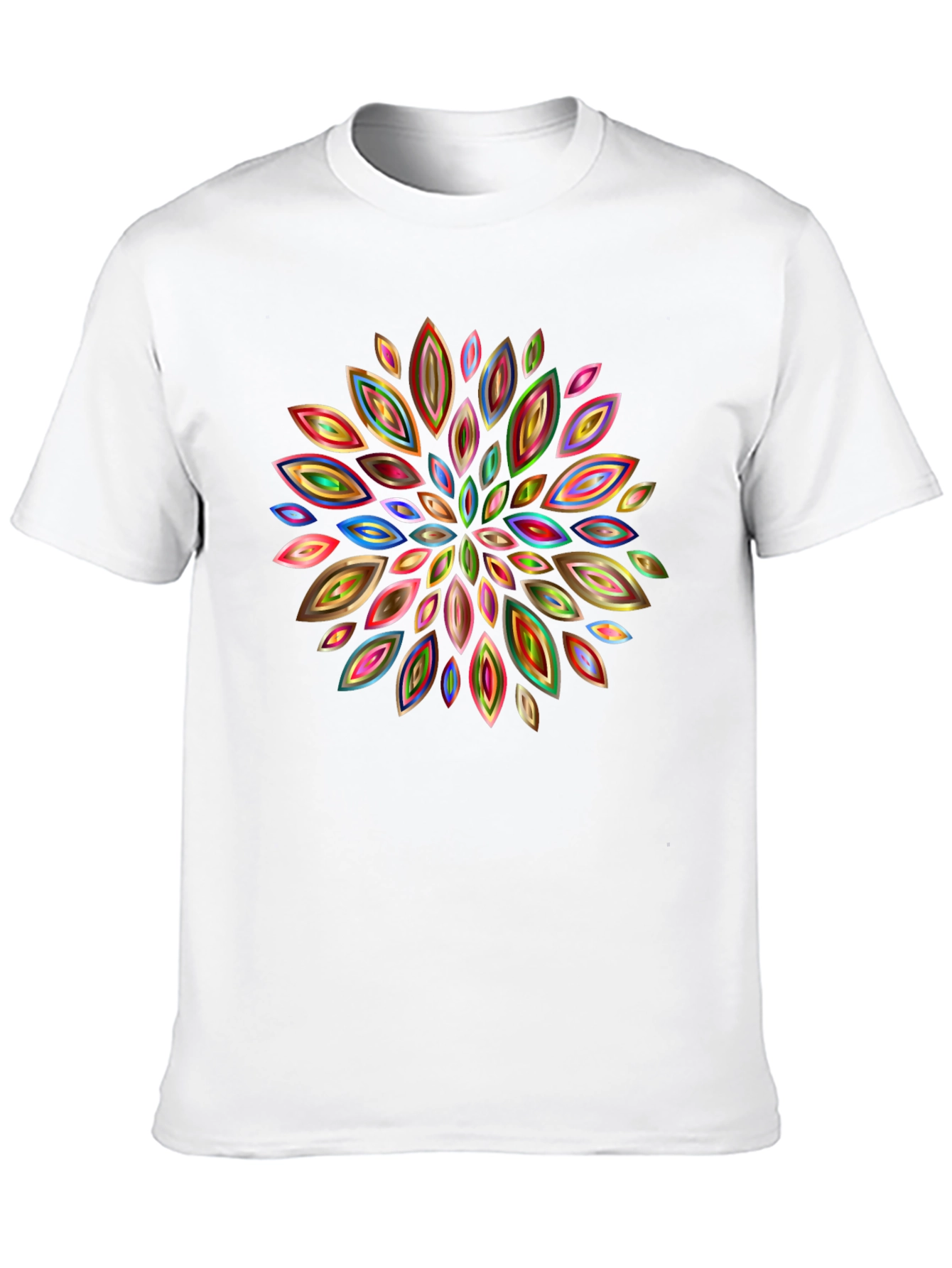 Abstract Floral Pattern Black T-Shirt
