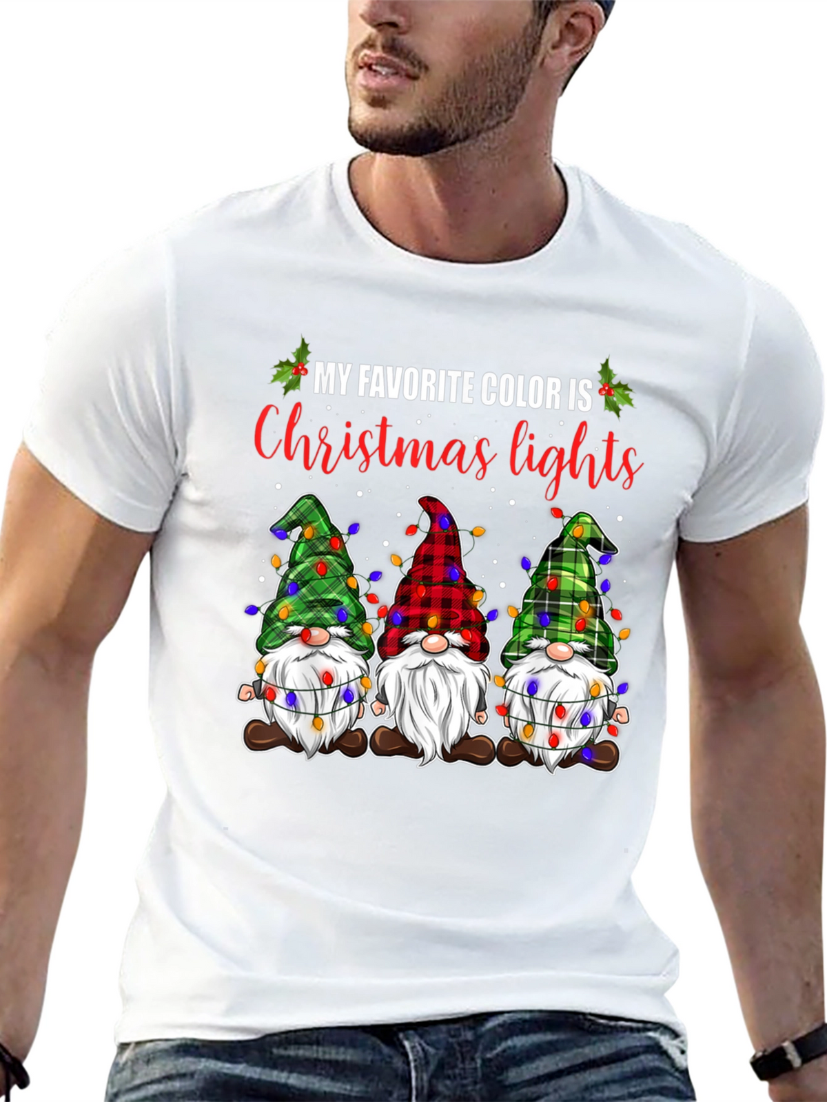 Christmas Gnomes T-Shirt: Holiday Lights Theme