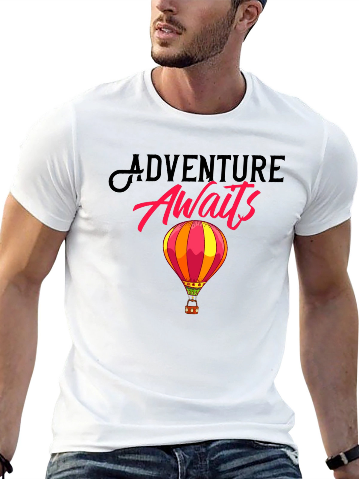 Adventure Awaits Hot Air Balloon Graphic T-Shirt