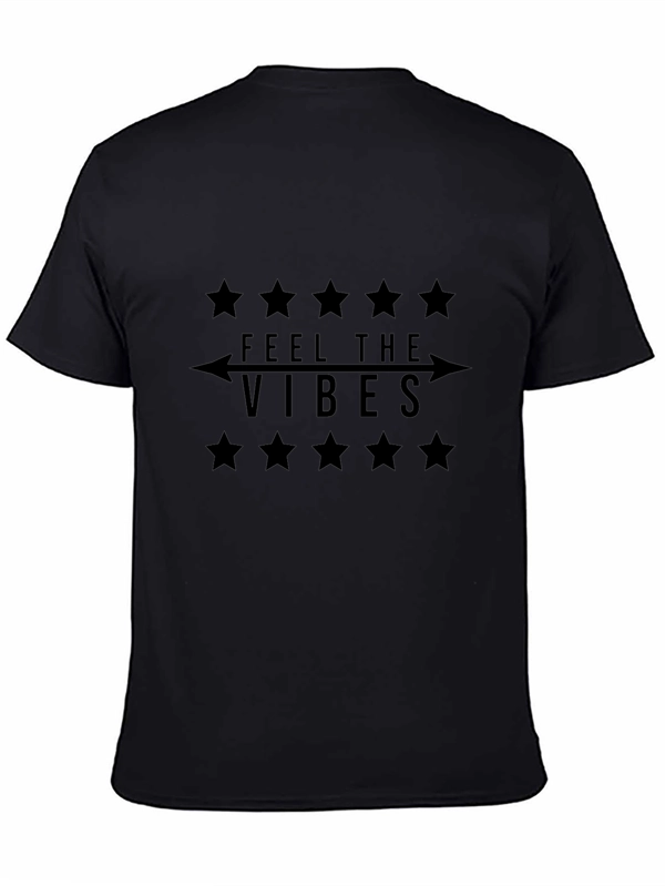 Feel the Vibes Black Graphic T-Shirt