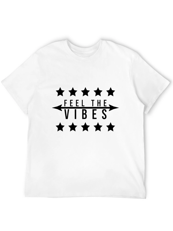 Feel the Vibes Black Graphic T-Shirt