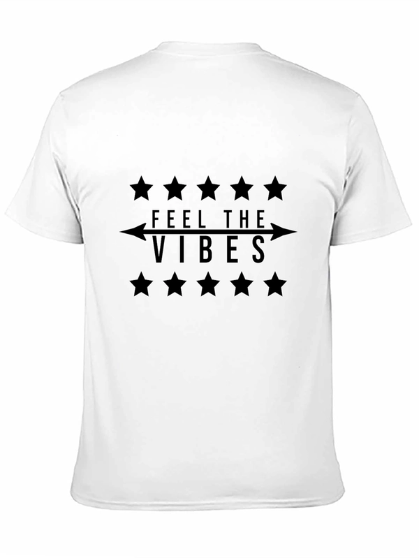 Feel the Vibes Black Graphic T-Shirt