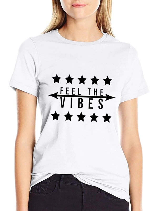 Feel the Vibes Black Graphic T-Shirt