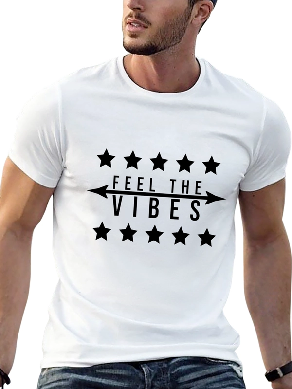 Feel the Vibes Black Graphic T-Shirt