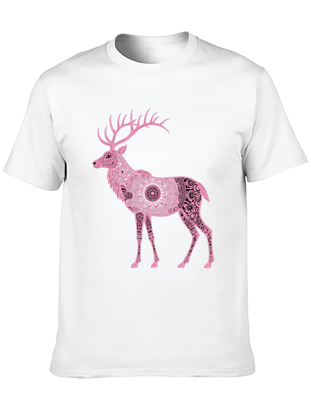 Pink Deer Graphic Black T-Shirt