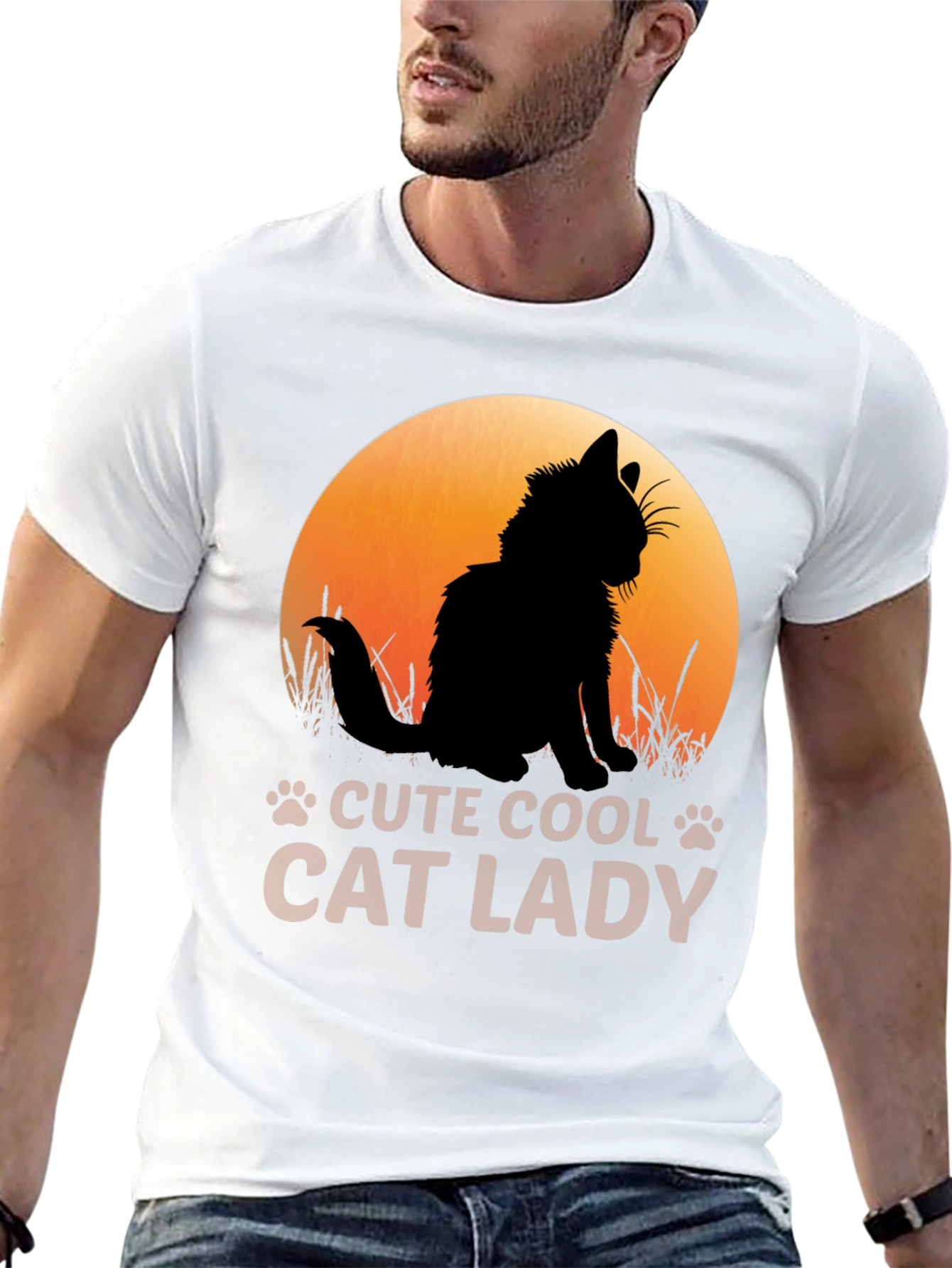 Cute Cool Cat Lady Black T-Shirt