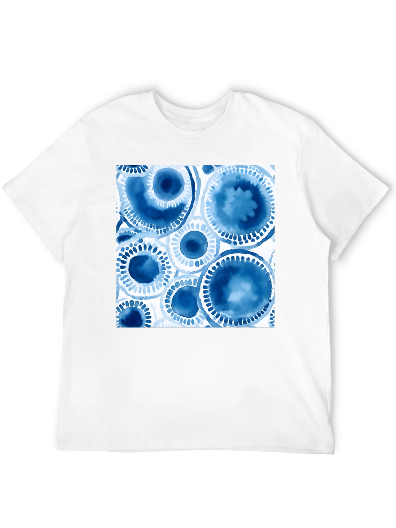 Abstract Blue Circles Graphic T-Shirt