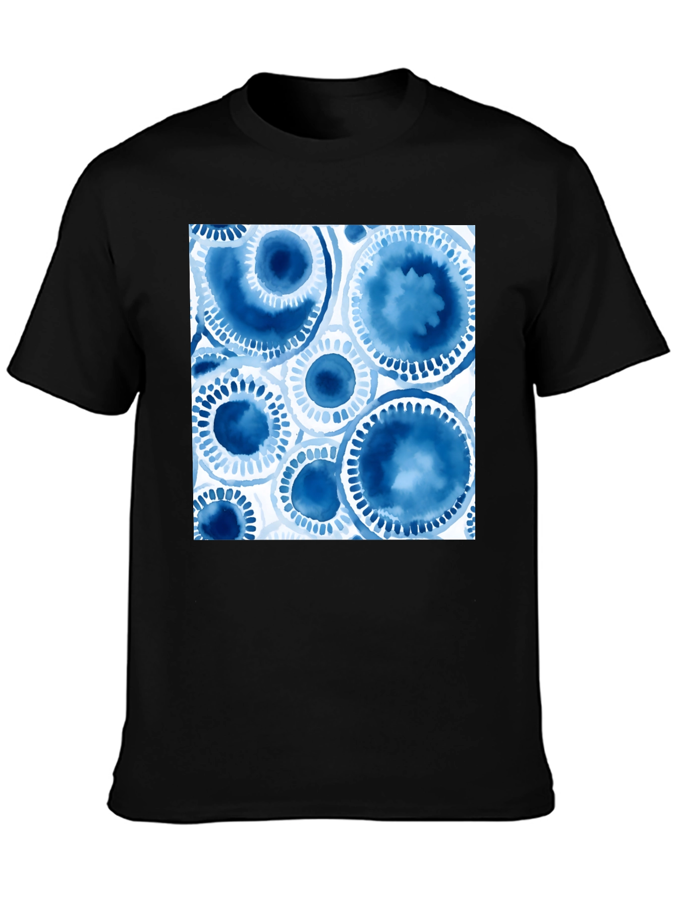 Abstract Blue Circles Graphic T-Shirt