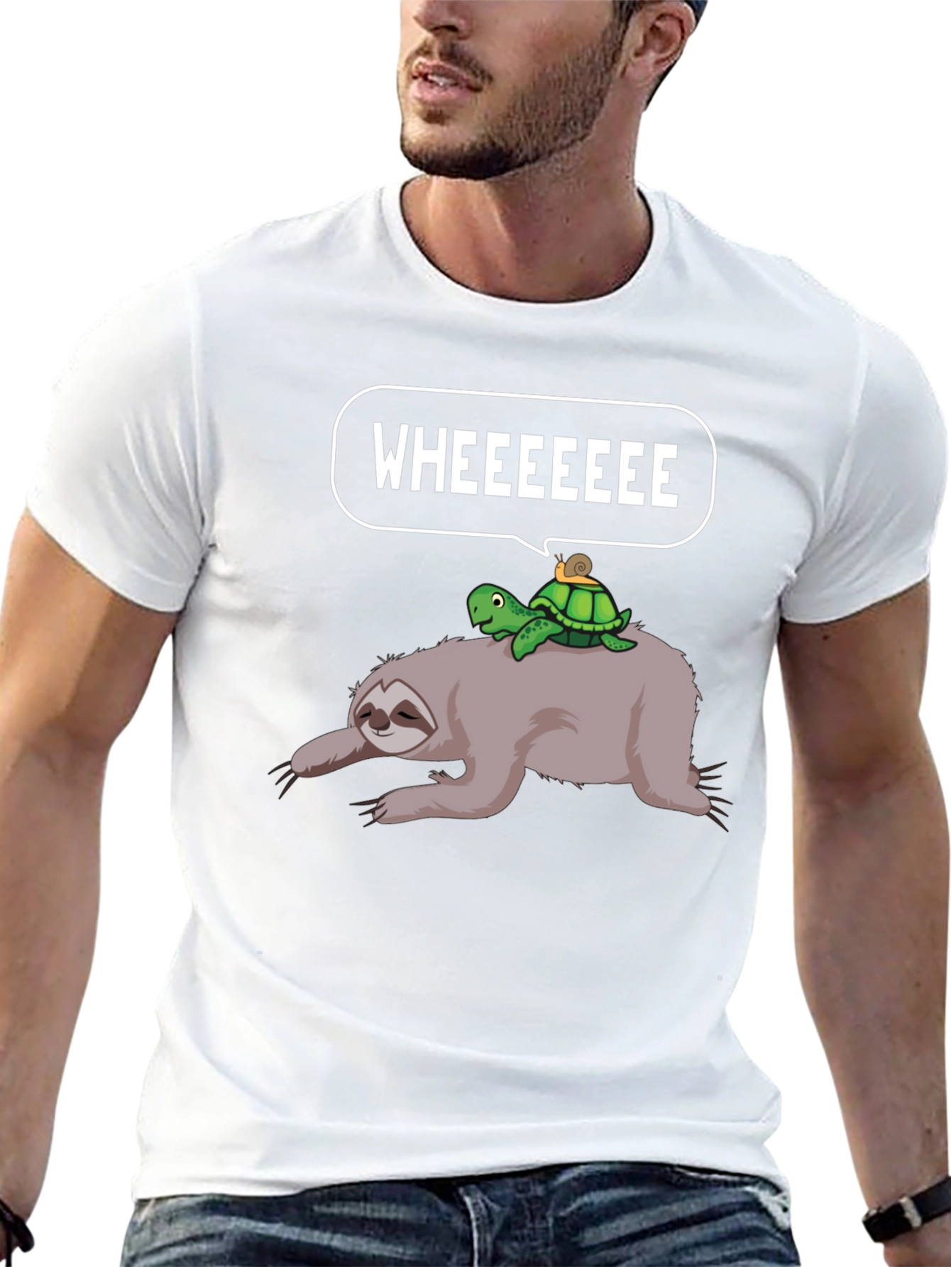 Sloth Turtle Snail Wheeeeee Graphic T-Shirt