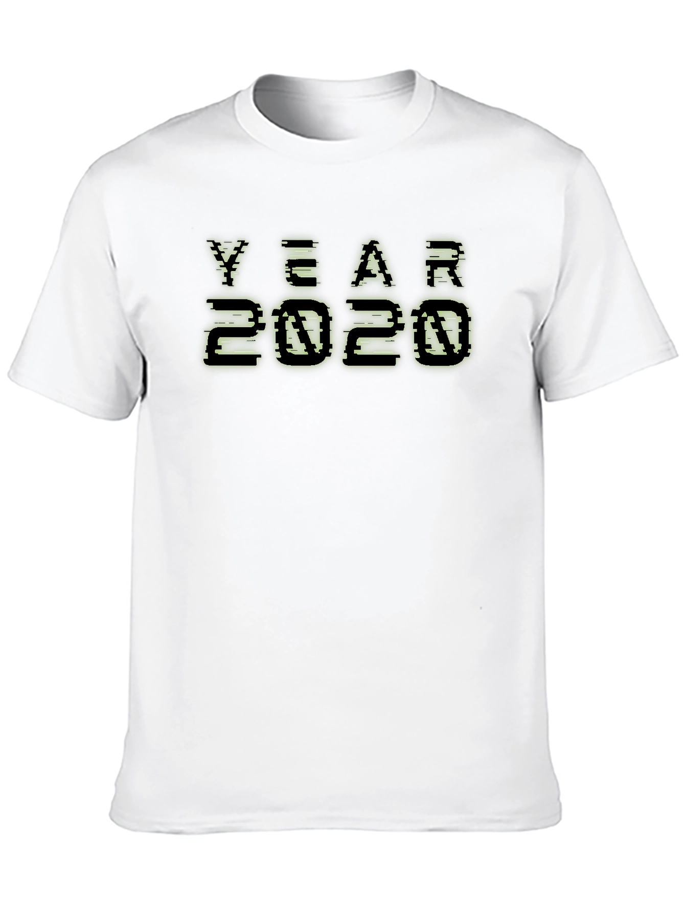 Year 2020 Pixelated Graphic Black T-Shirt