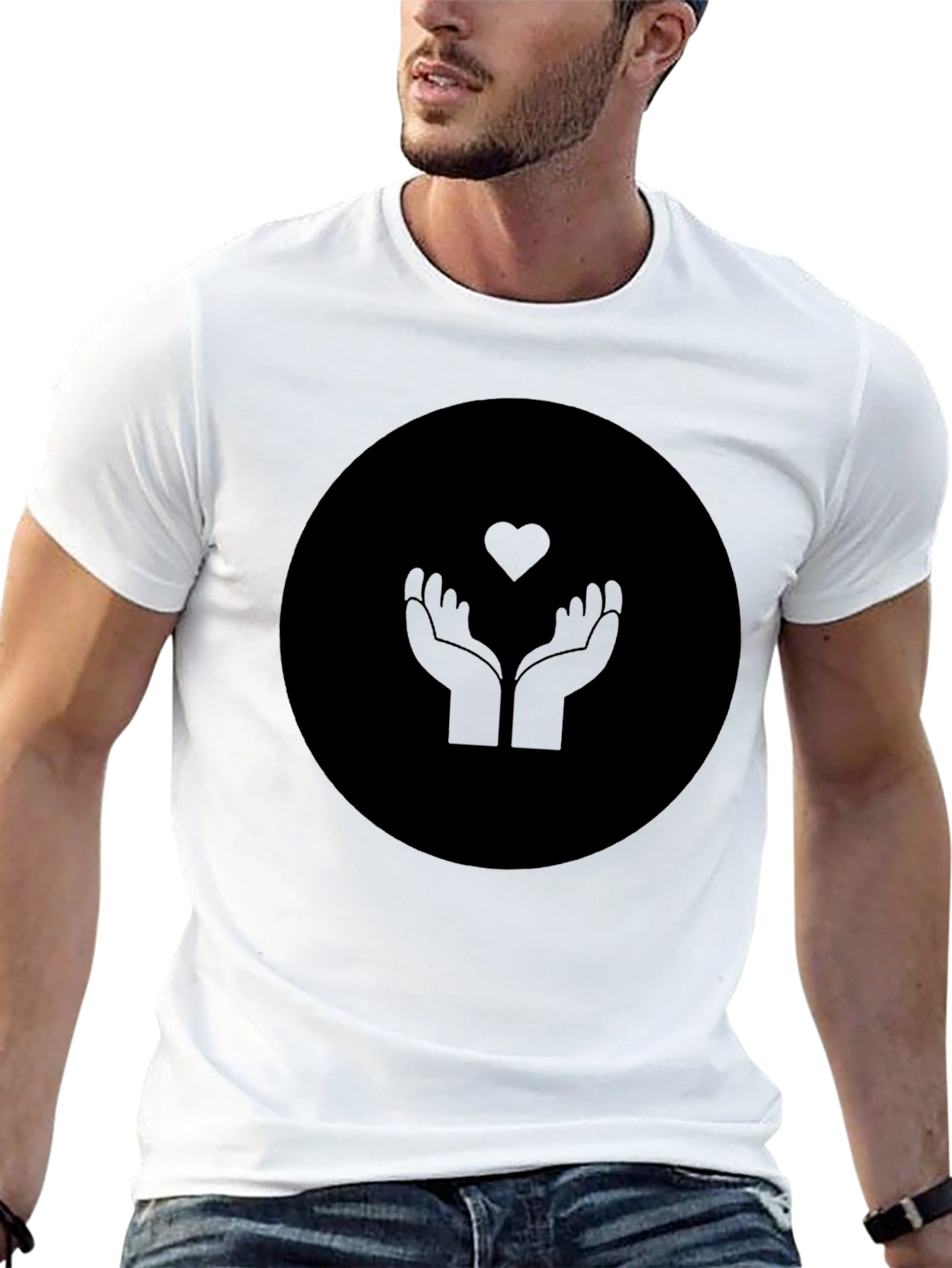 Heart Hands Graphic Black T-Shirt