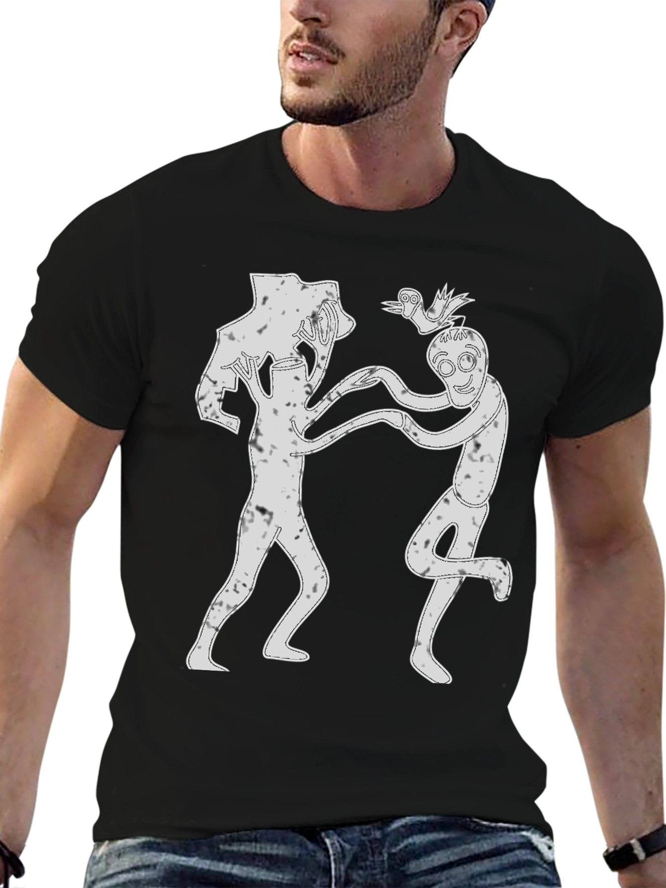 Abstract Dancing Figures Black T-Shirt