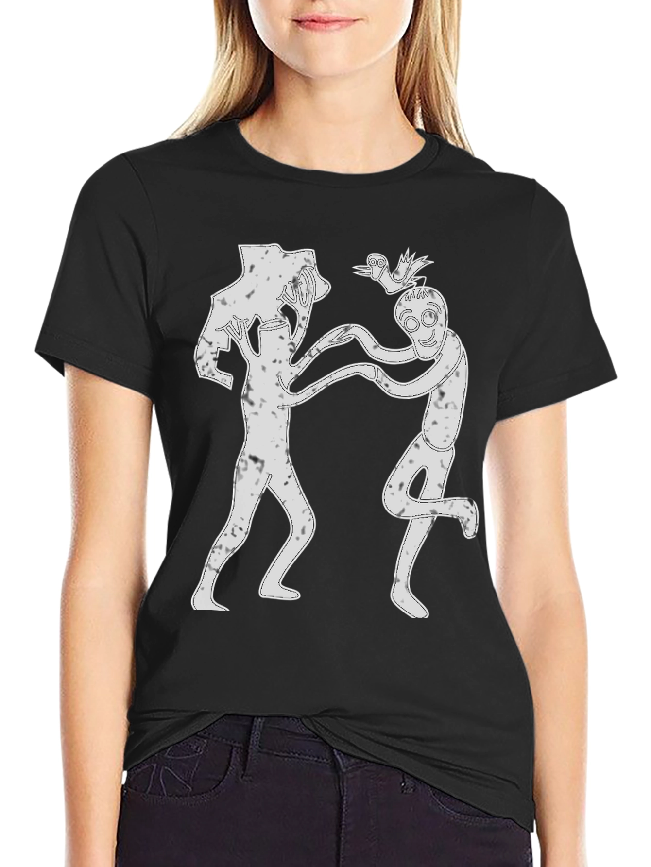 Abstract Dancing Figures Black T-Shirt