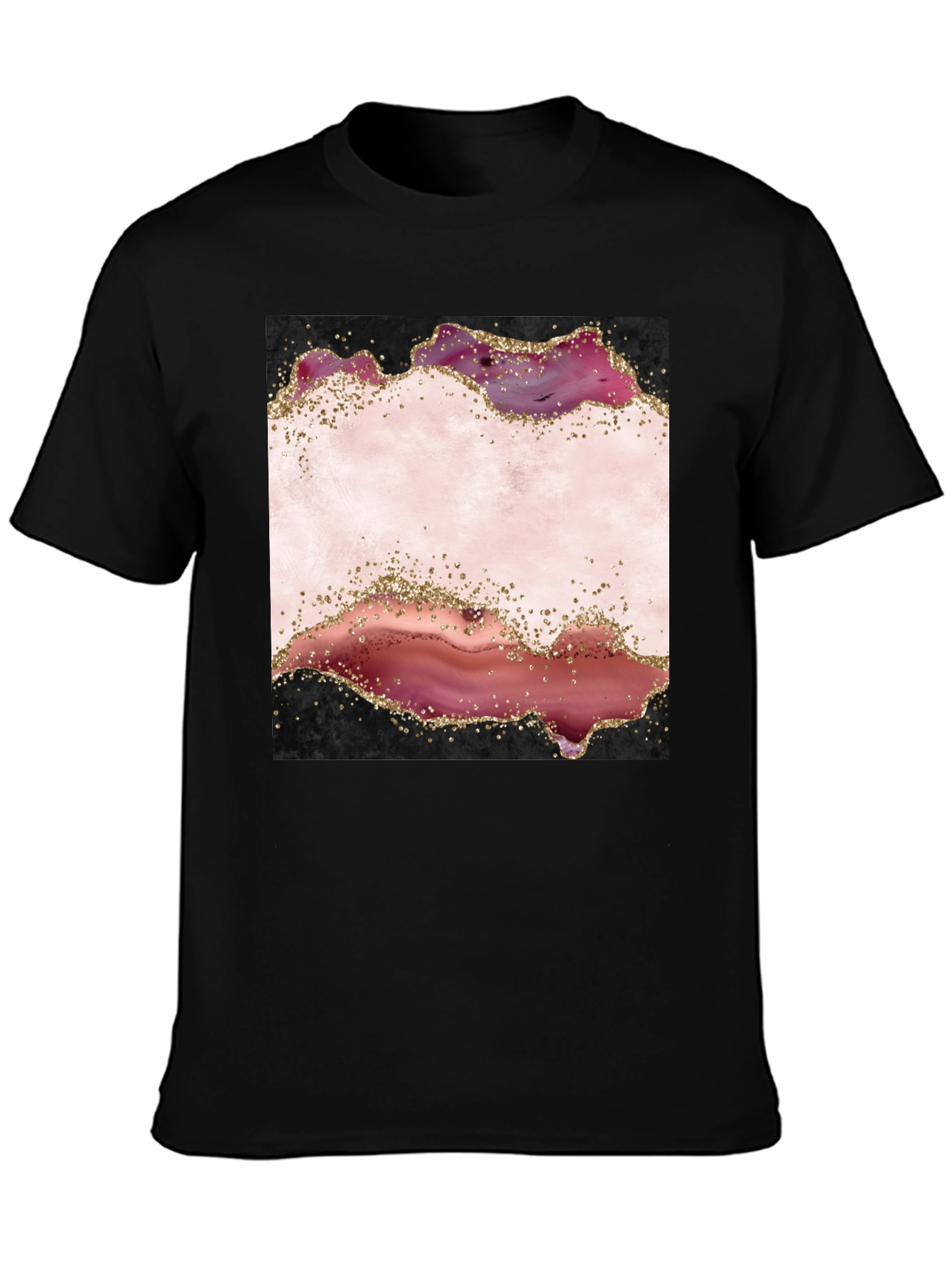 Abstract Agate Design Black T-Shirt