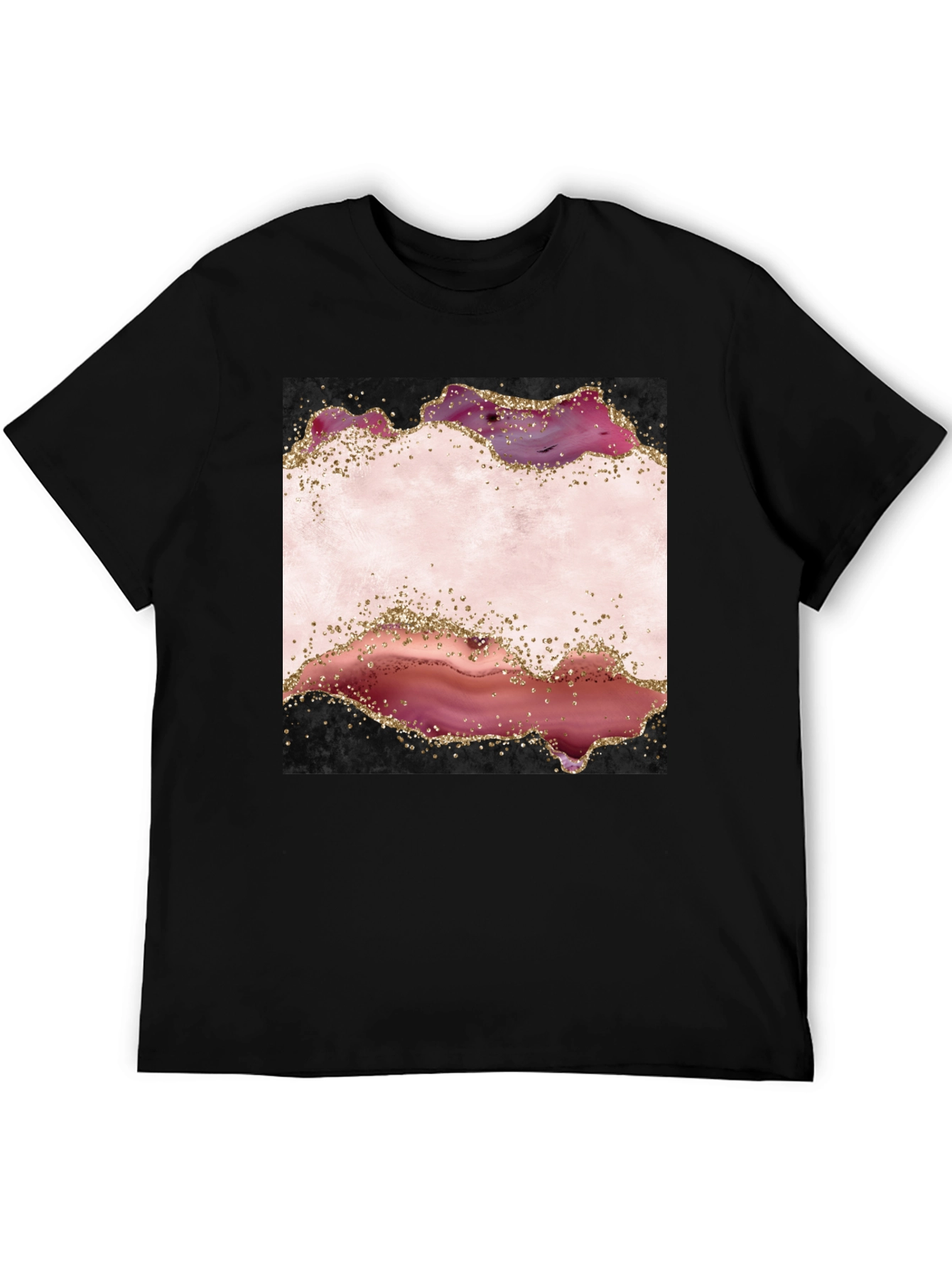 Abstract Agate Design Black T-Shirt