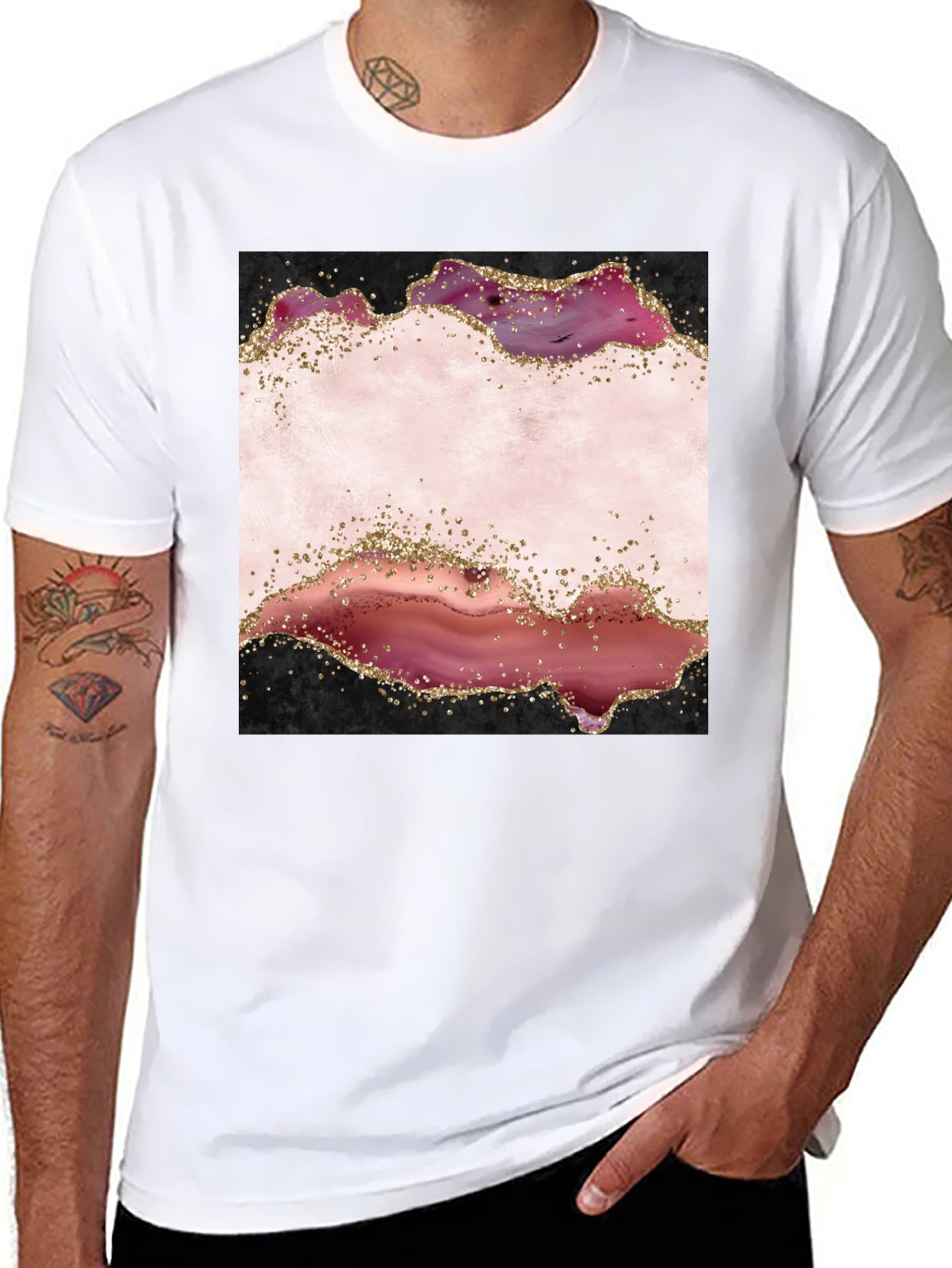 Abstract Agate Design Black T-Shirt