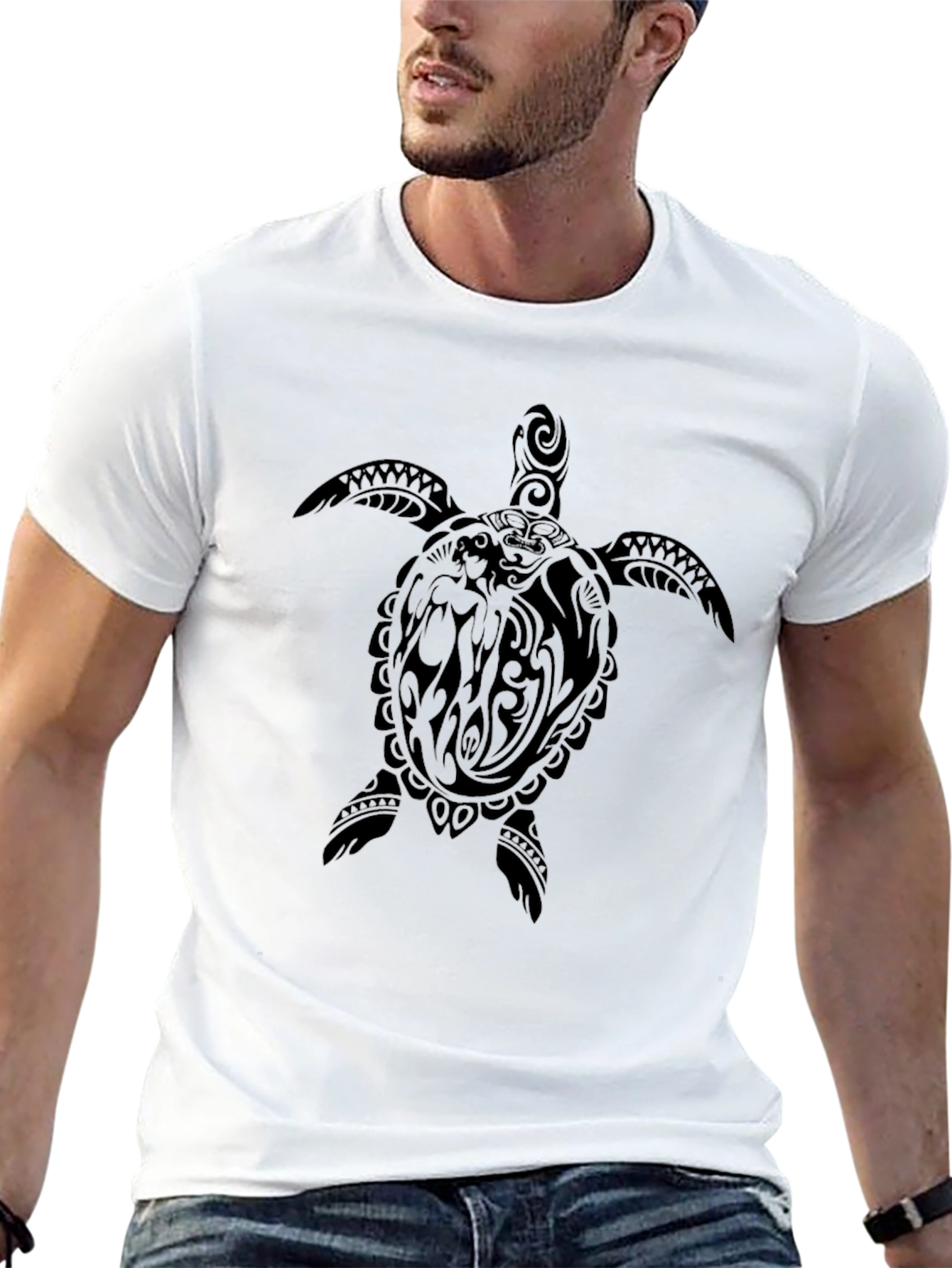 Tribal Turtle Graphic Tee - Black
