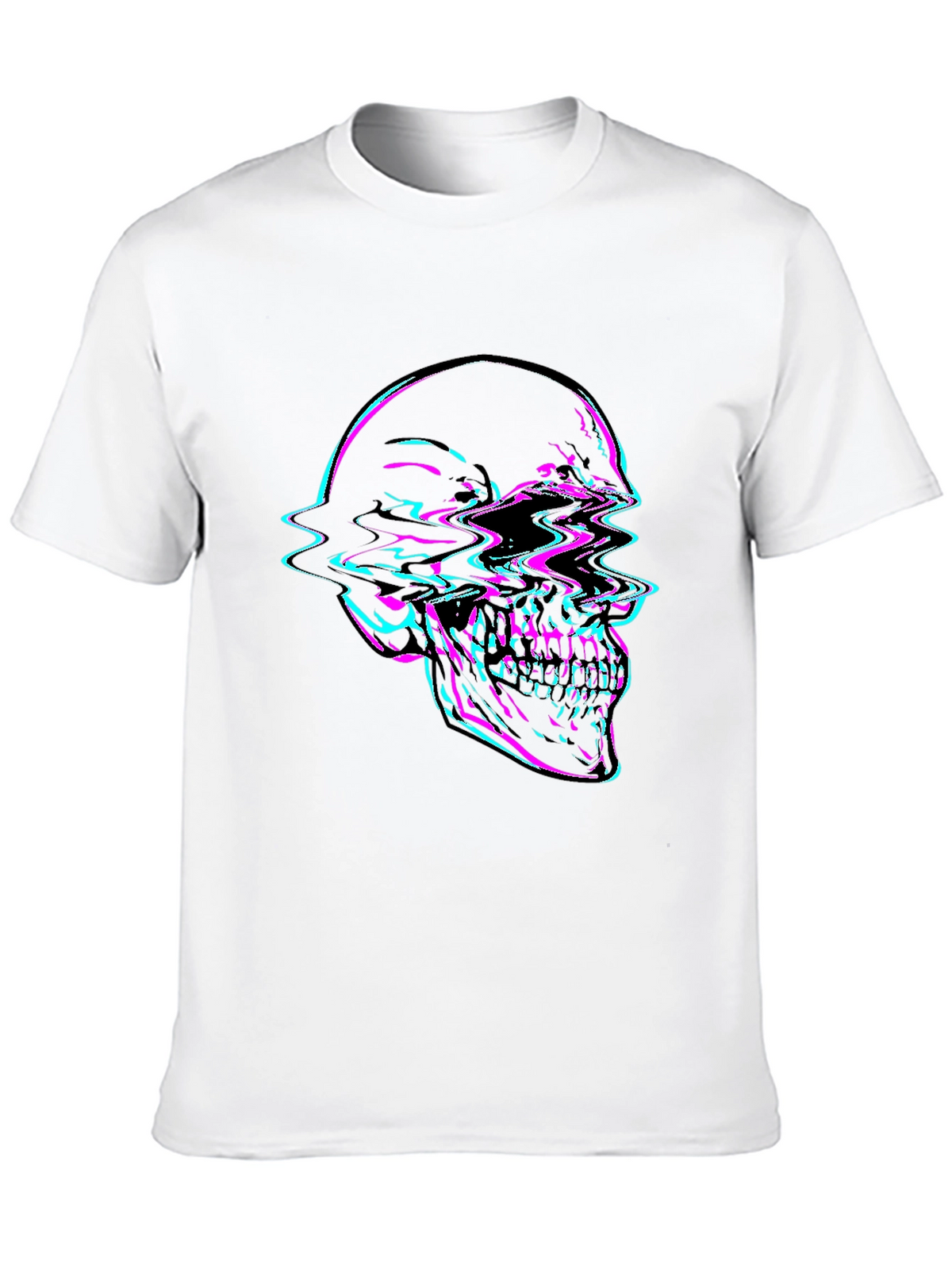 Glitch Skull Graphic Tee - Bold Black T-Shirt