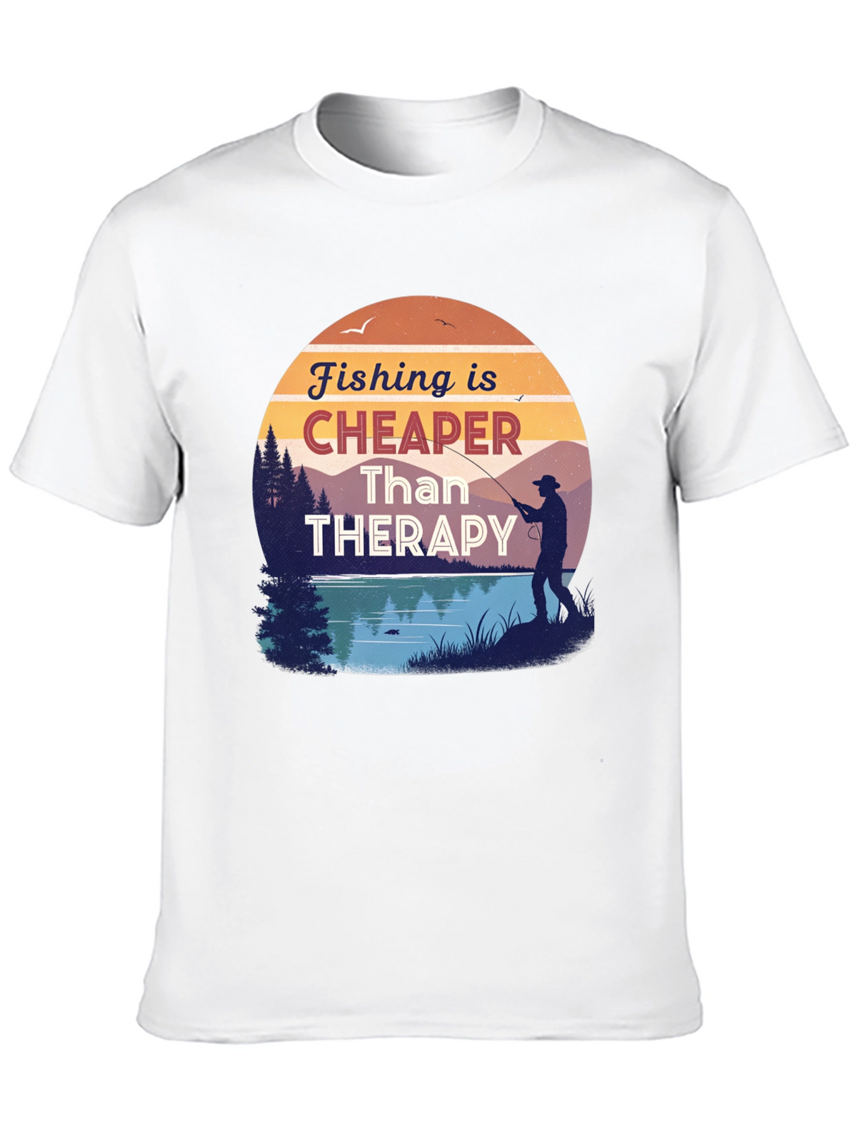 Fishing is Cheaper Than Therapy Black T-Shirt