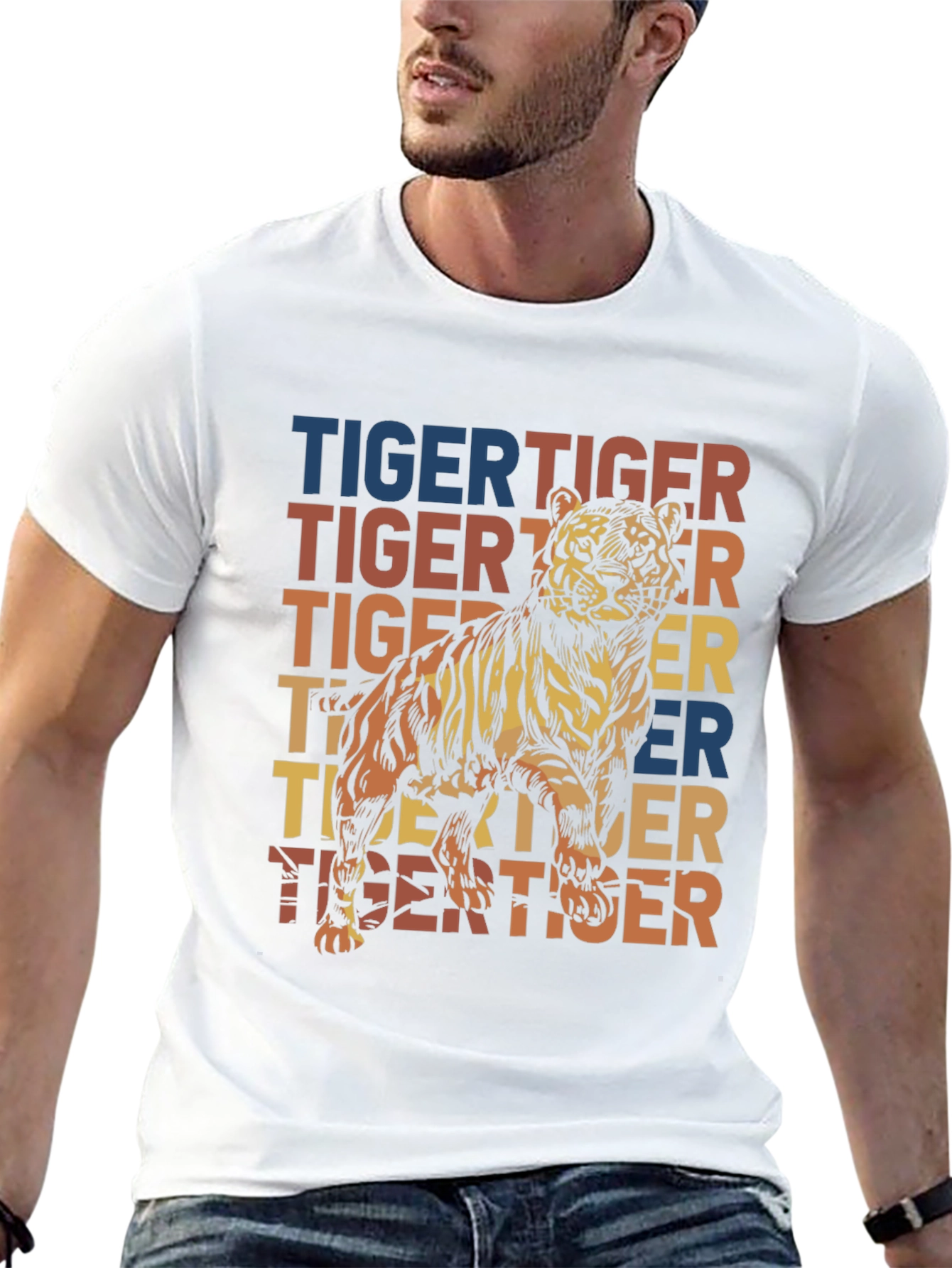 Retro Tiger Graphic Tee - Mens Black T-Shirt