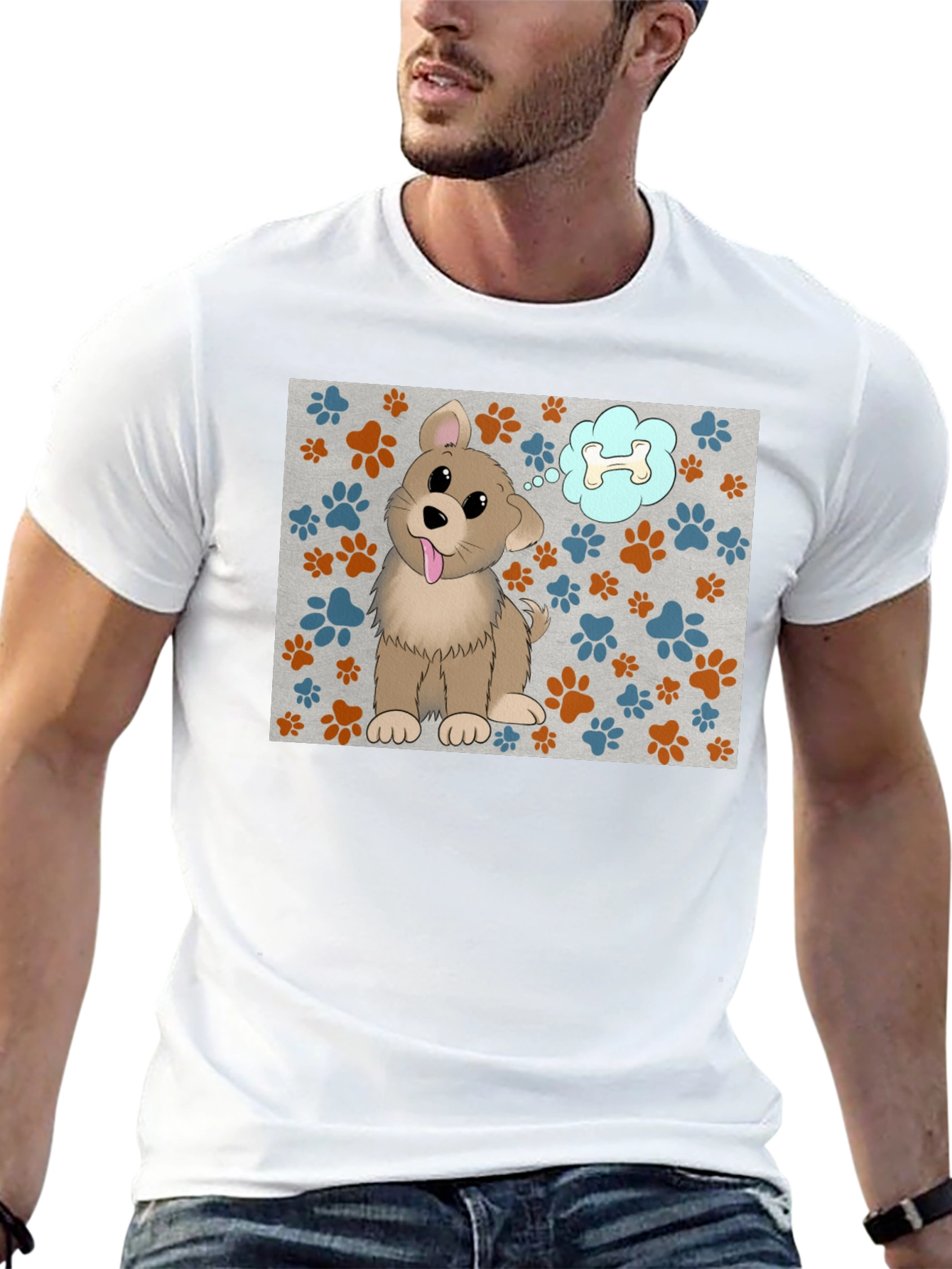 Dog Bone Dream T-Shirt - Cartoon Pet Graphic Tee